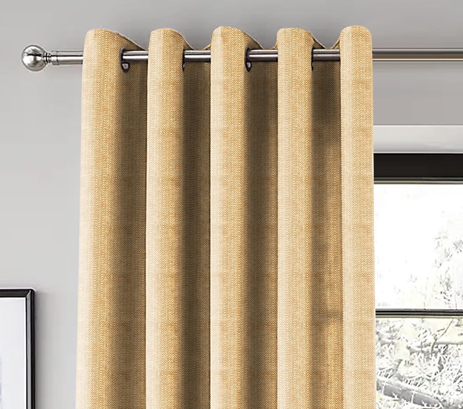 TURIN YELLOW PRINTED BLACKOUT CURTAINS