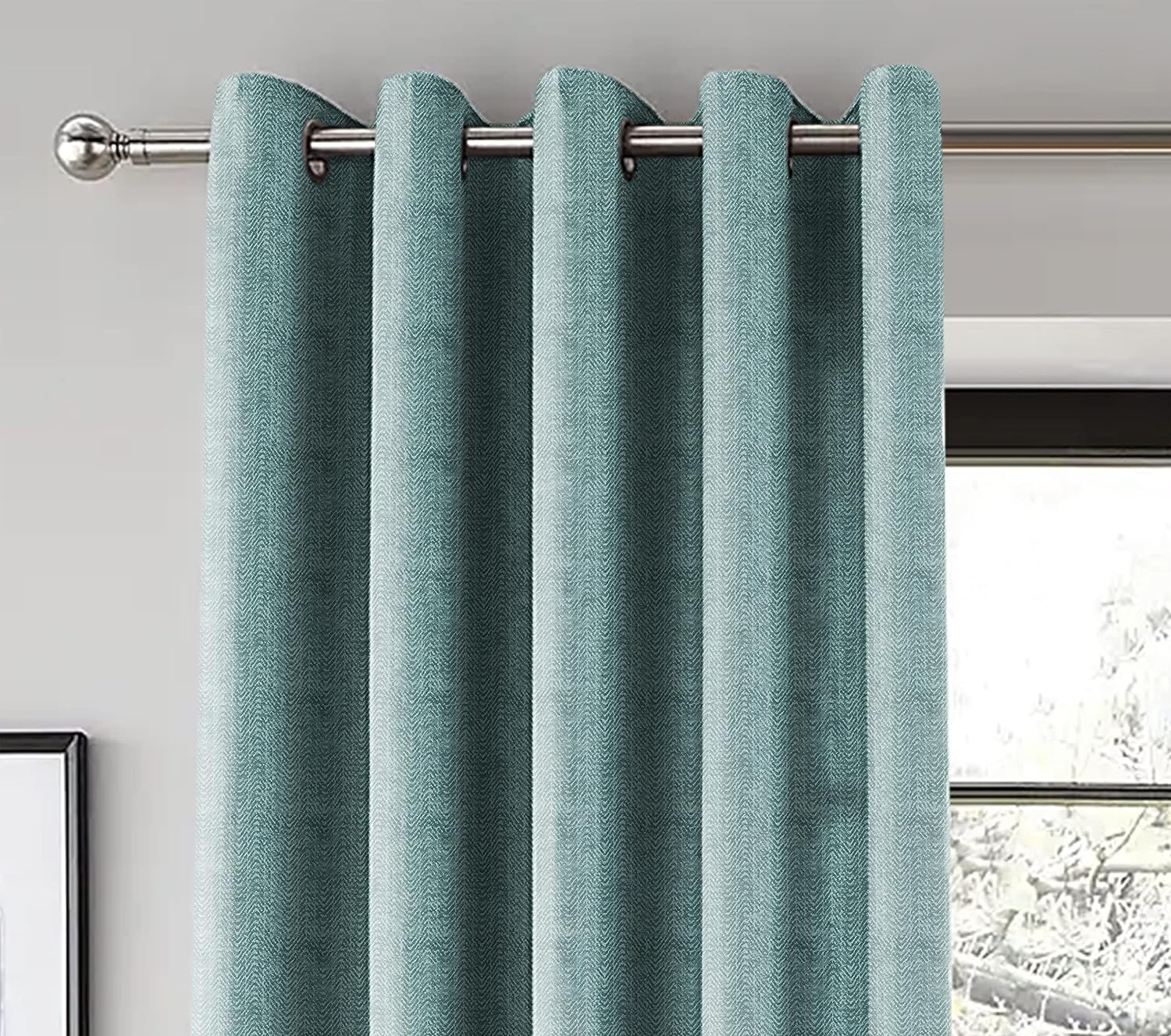 TURIN TEAL PRINTED BLACKOUT CURTAIN