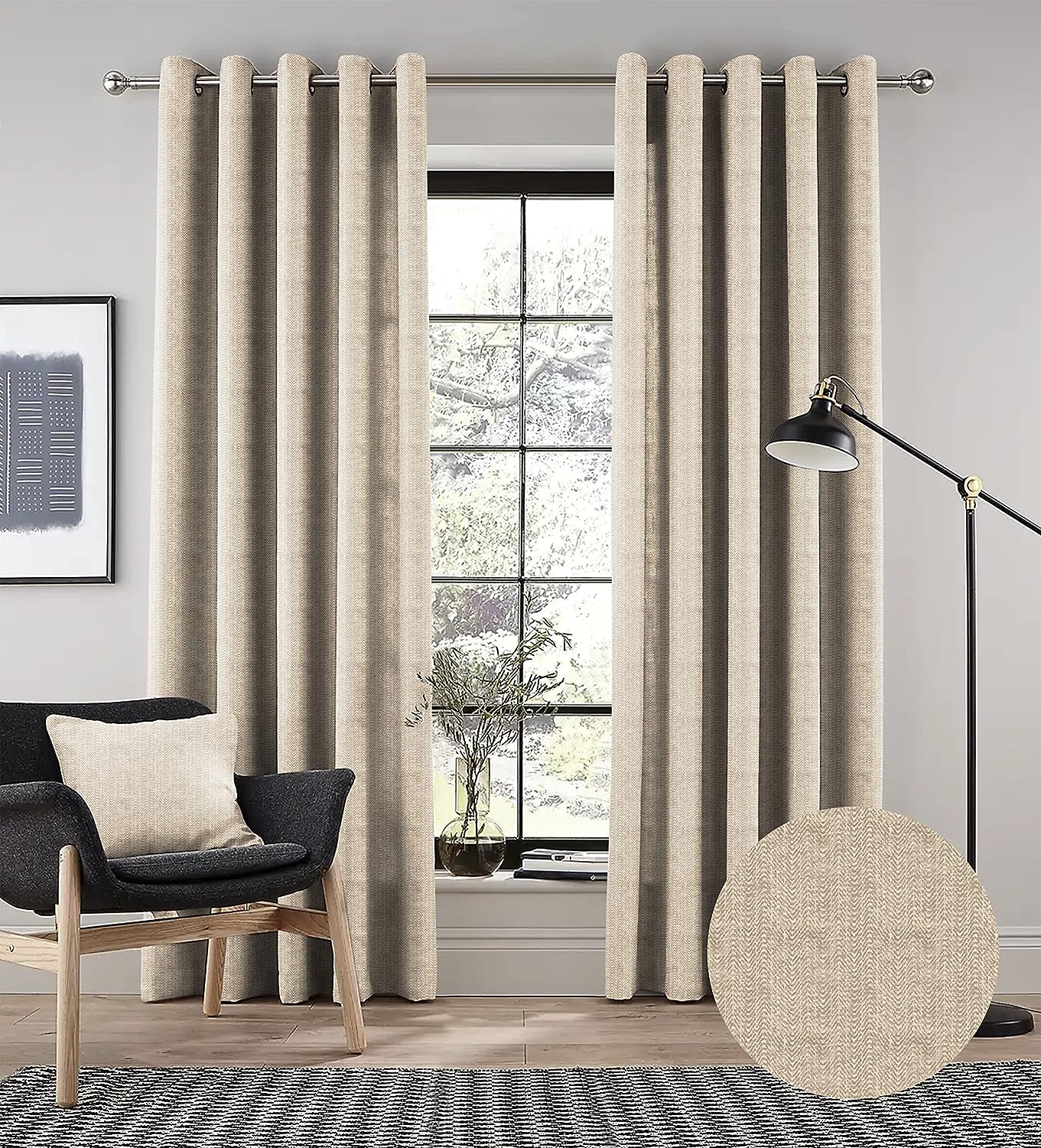 TURIN STONE PRINTED BLACKOUT CURTAIN