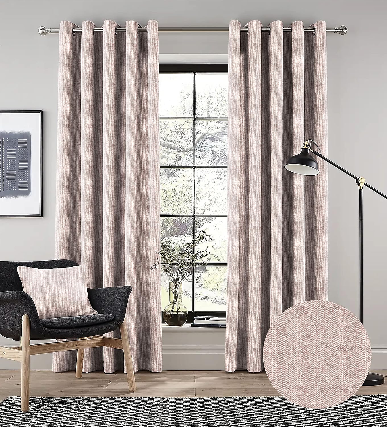 TURIN BABY PINK PRINTED BLACKOUT CURTAIN