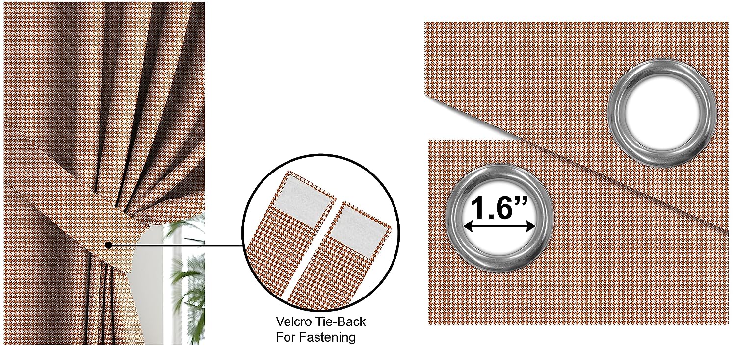 HOUNDSTOOTH ORANGE PRINTED BLACKOUT CURTAIN