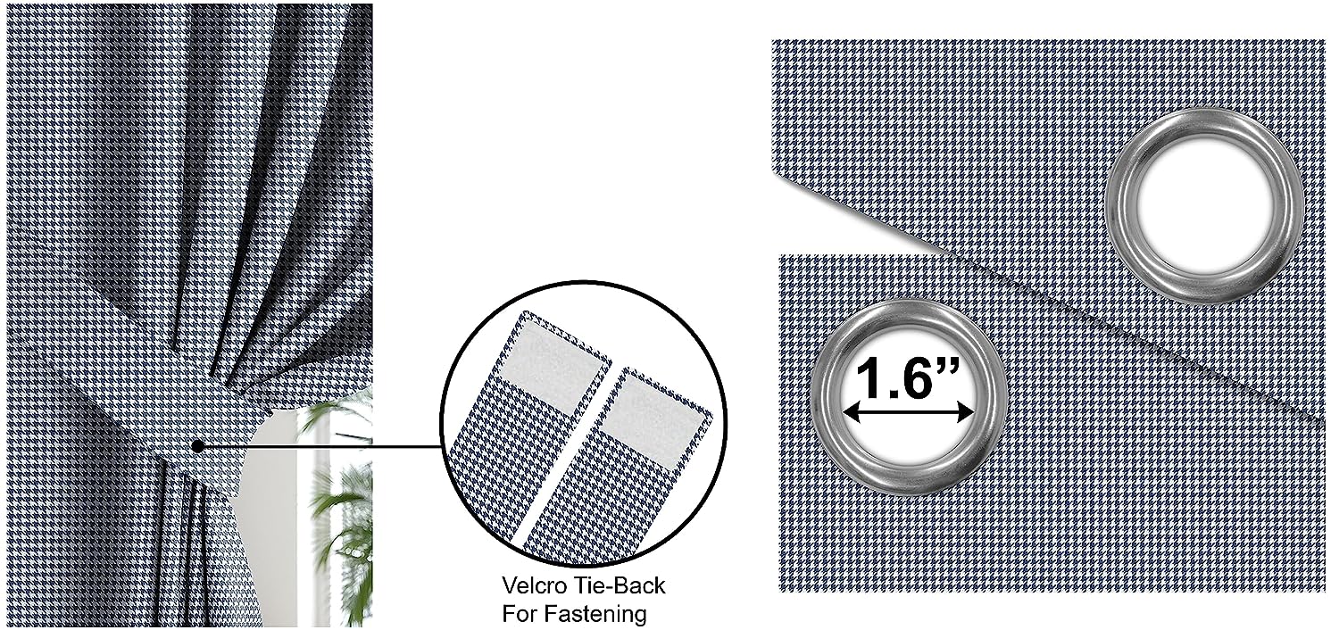 HOUNDSTOOTH BLUE PRINTED BLACKOUT CURTAIN