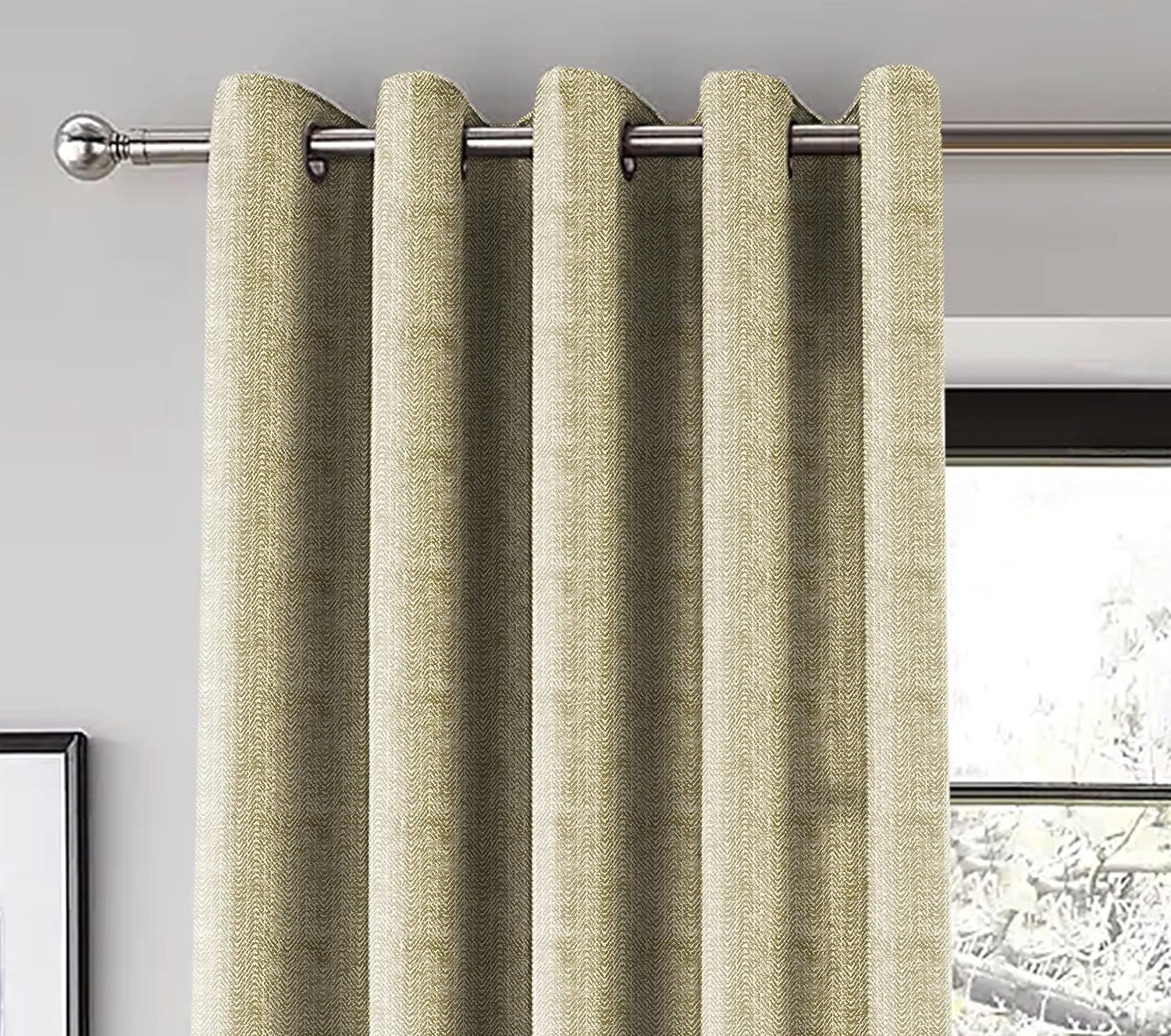 TURIN GREEN PRINTED BLACKOUT CURTAIN