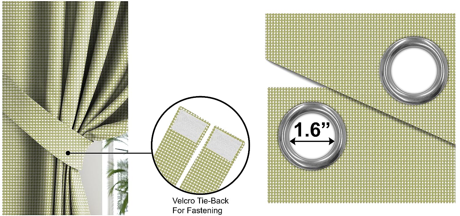 HOUNDSTOOTH GREEN PRINTED BLACKOUT CURTAIN