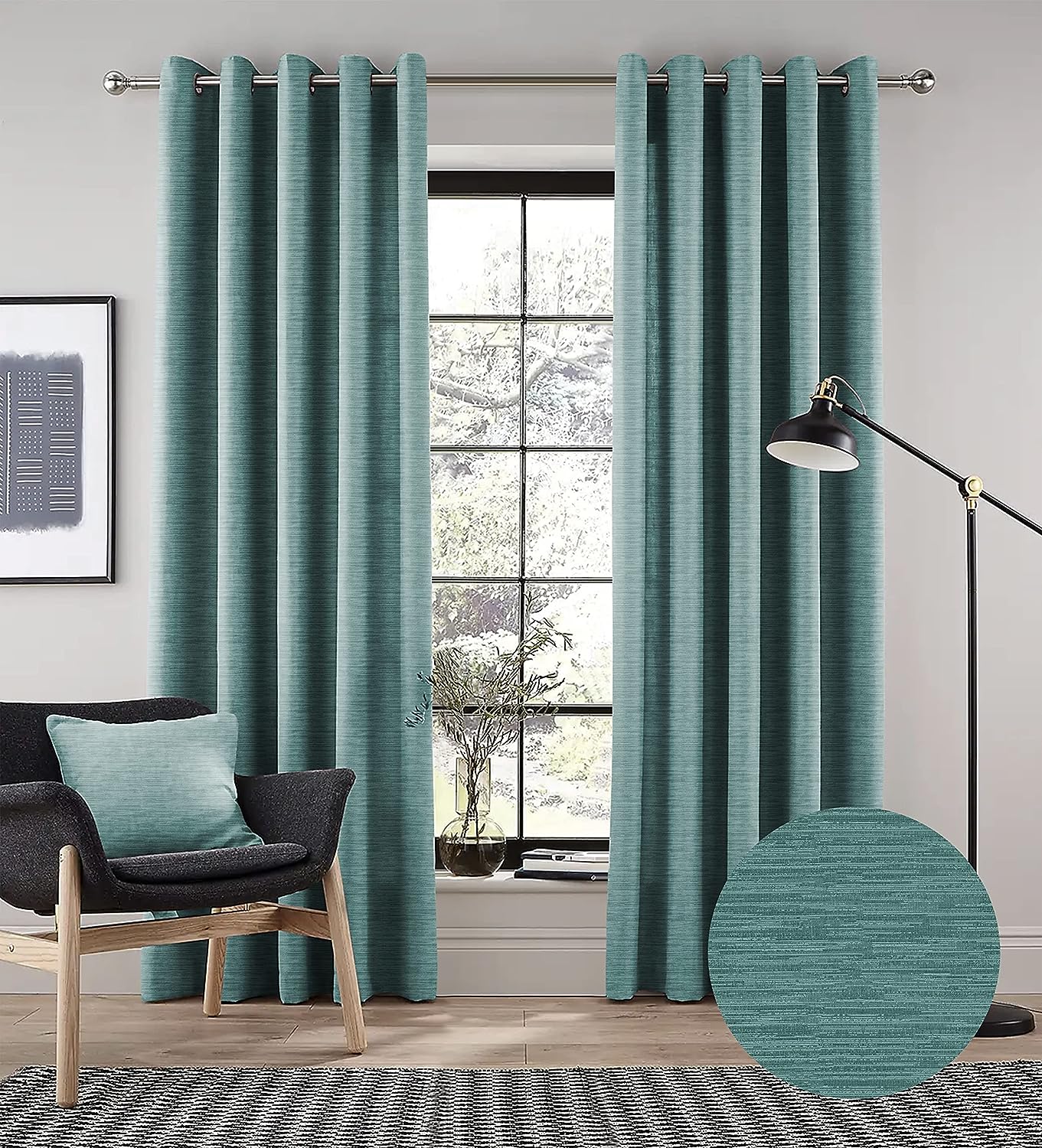 PETRA TEAL PRINTED BLACKOUT CURTAIN