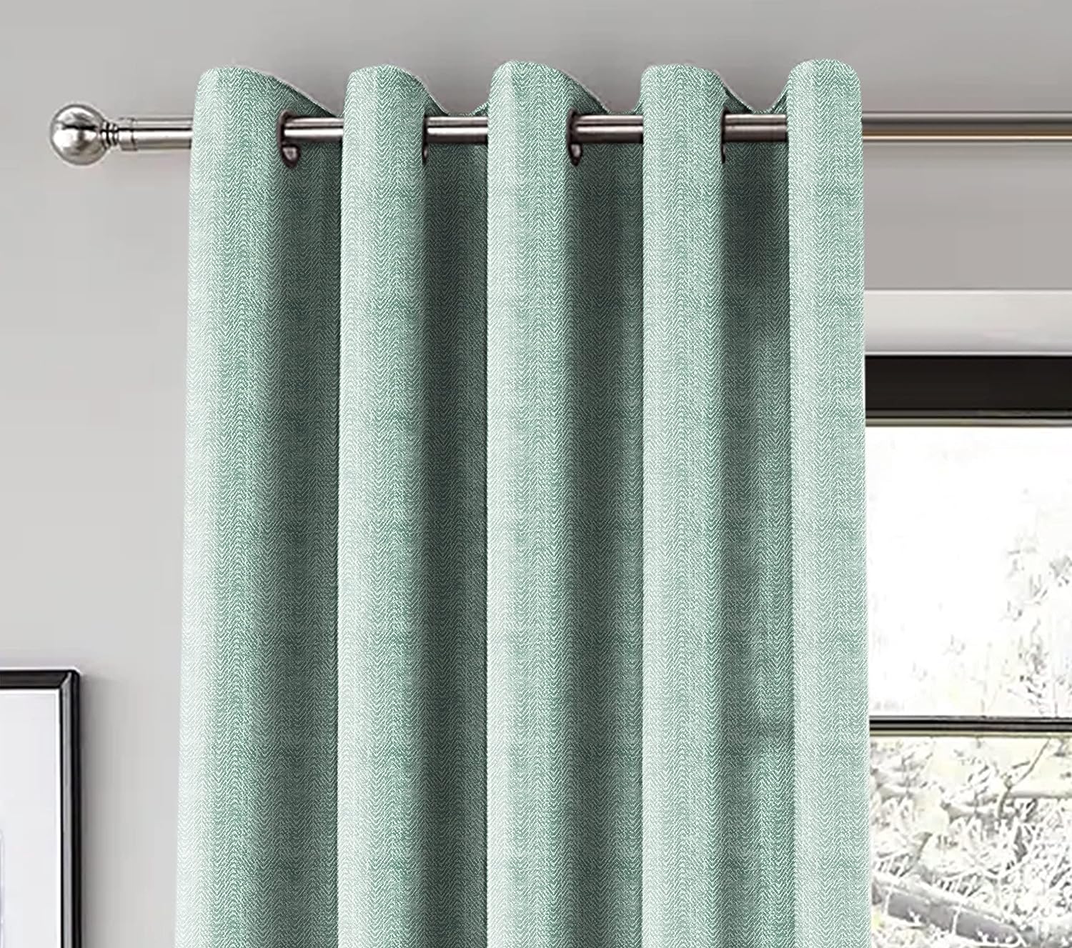 TURIN SEA GREEN PRINTED BLACKOUT CURTAIN