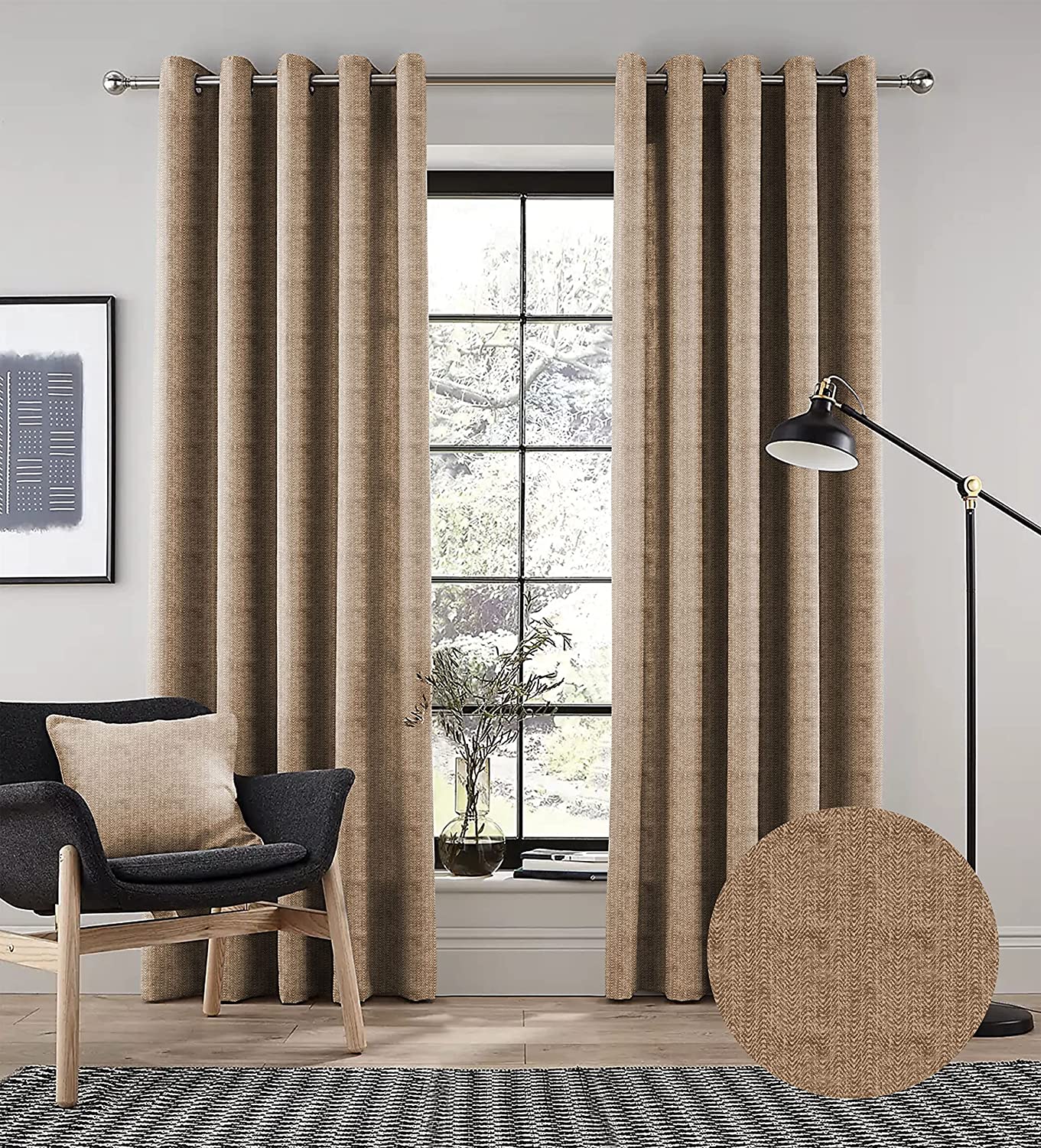 TURIN TEX COFFEE PRINTED BLACKOUT CURTAIN