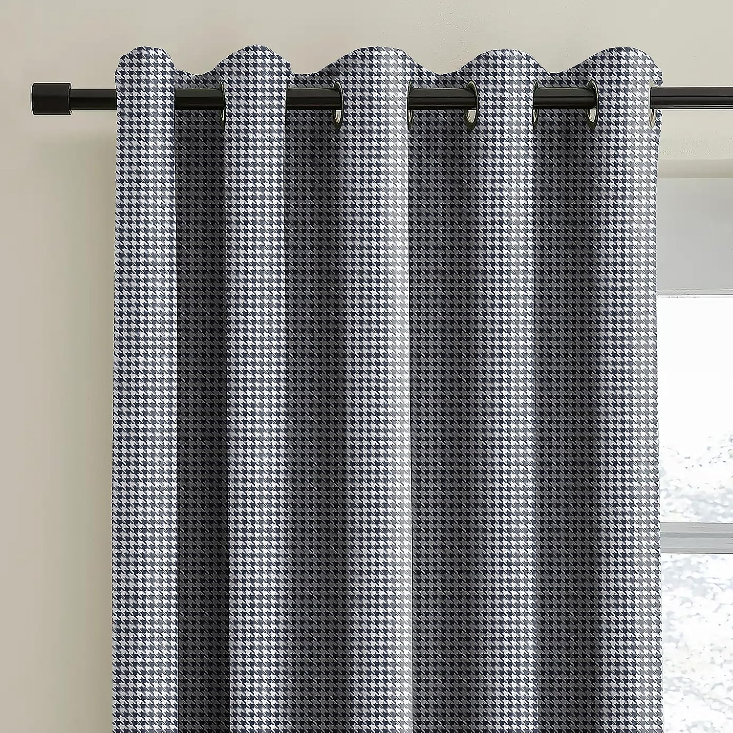 HOUNDSTOOTH D-GREY PRINTED BLACKOUT CURTAIN