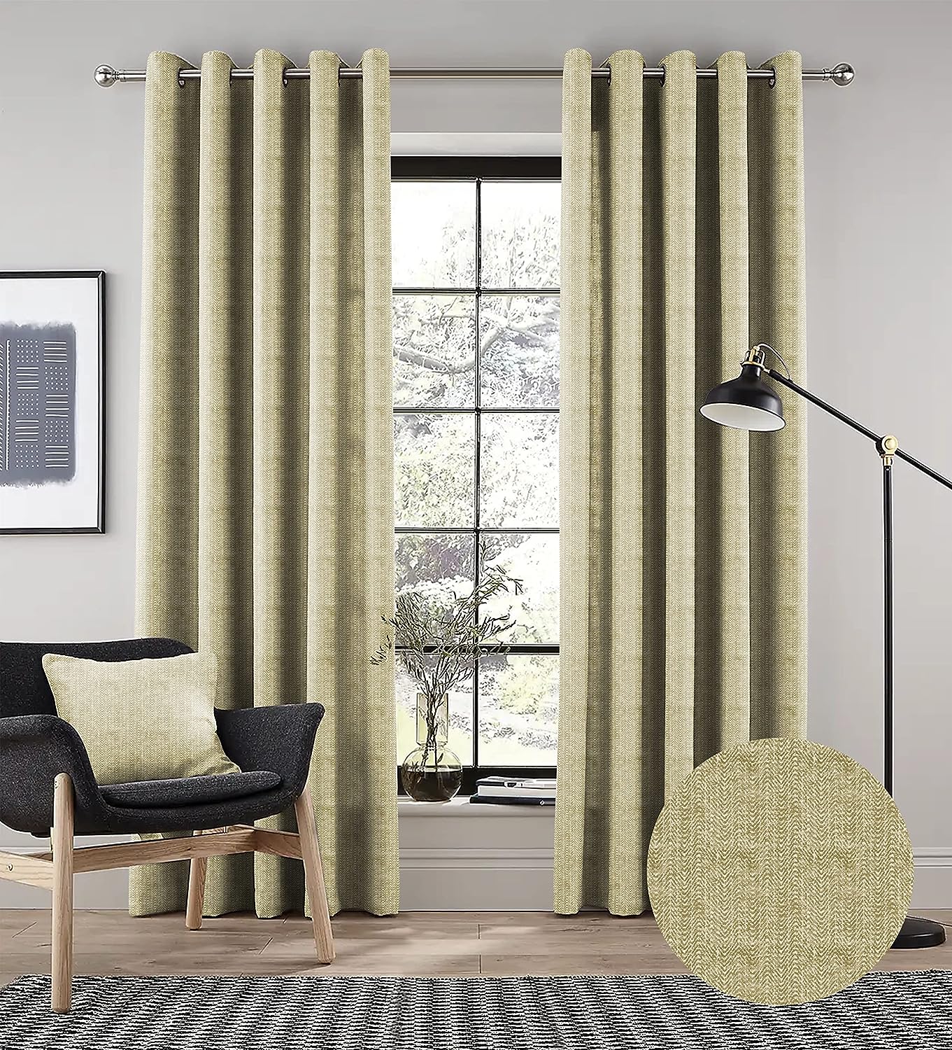 TURIN GREEN PRINTED BLACKOUT CURTAIN