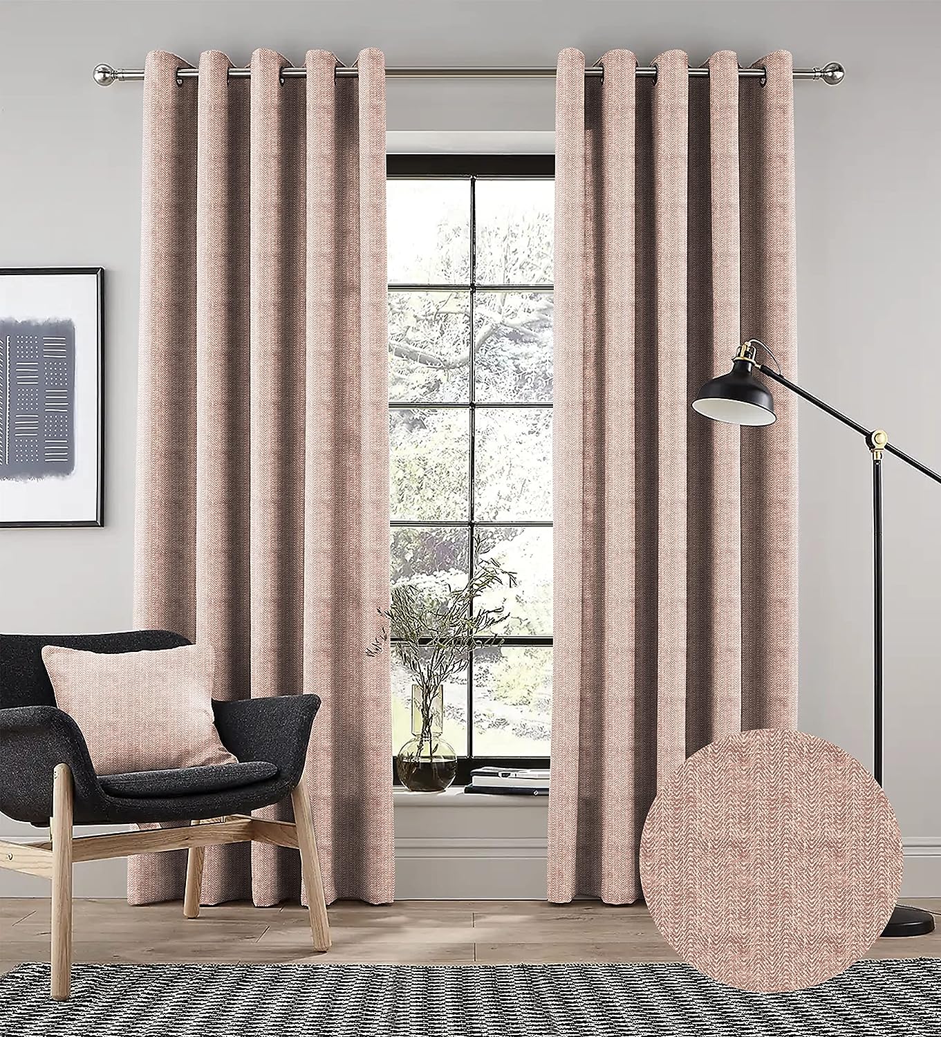 TURIN M-PINK PRINTED BLACKOUT CURTAIN