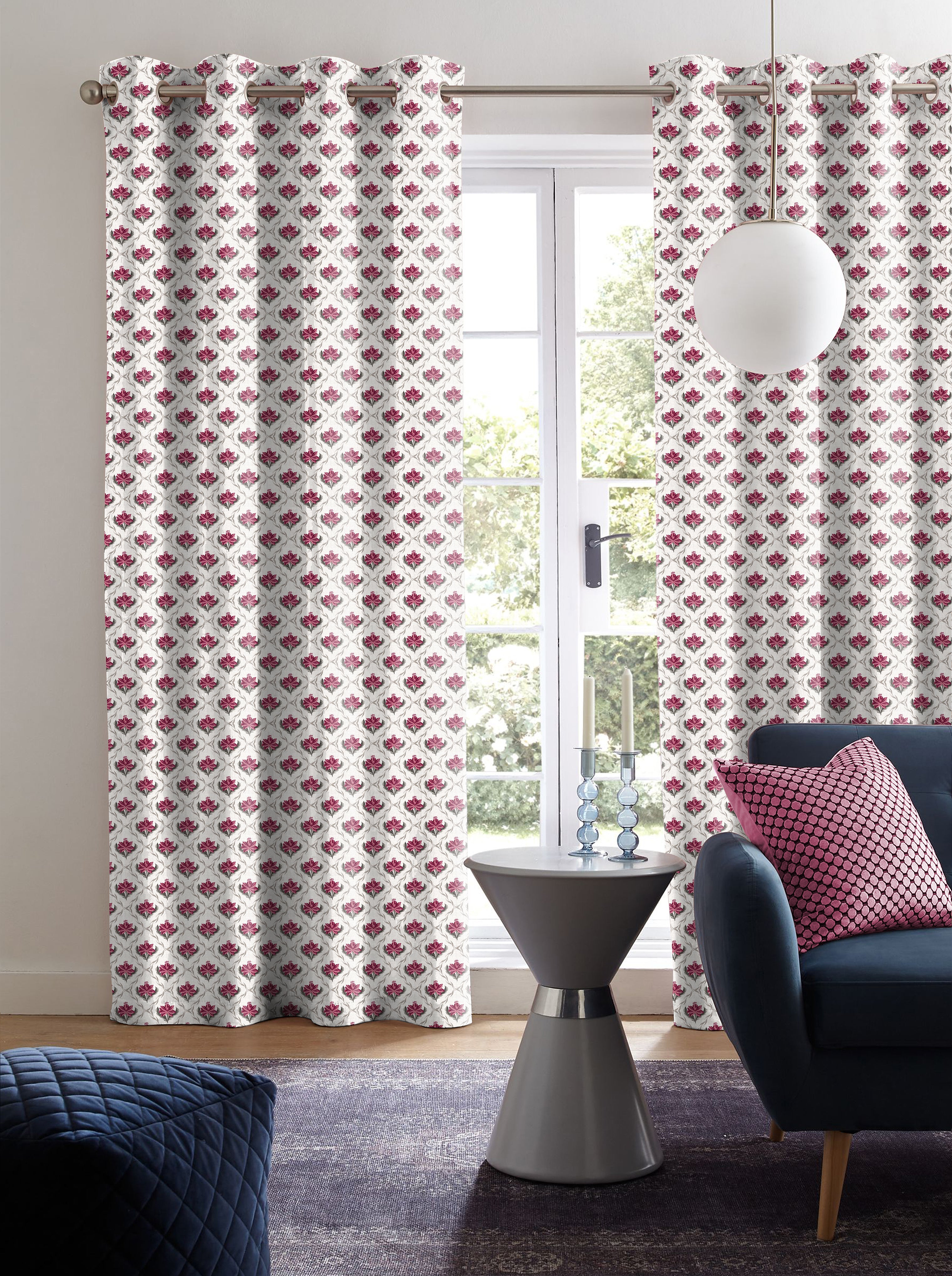 CHURCHGATE BABY PINK ROOM DARKENING PRINTED CURTAIN
