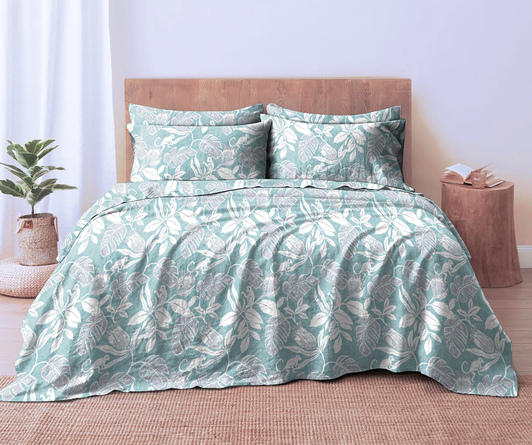 SAVANNA ALOE BEDCOVER FOR DOUBLE BED WITH 2 PILLOWCOVERS KING SIZE (104" X 90")