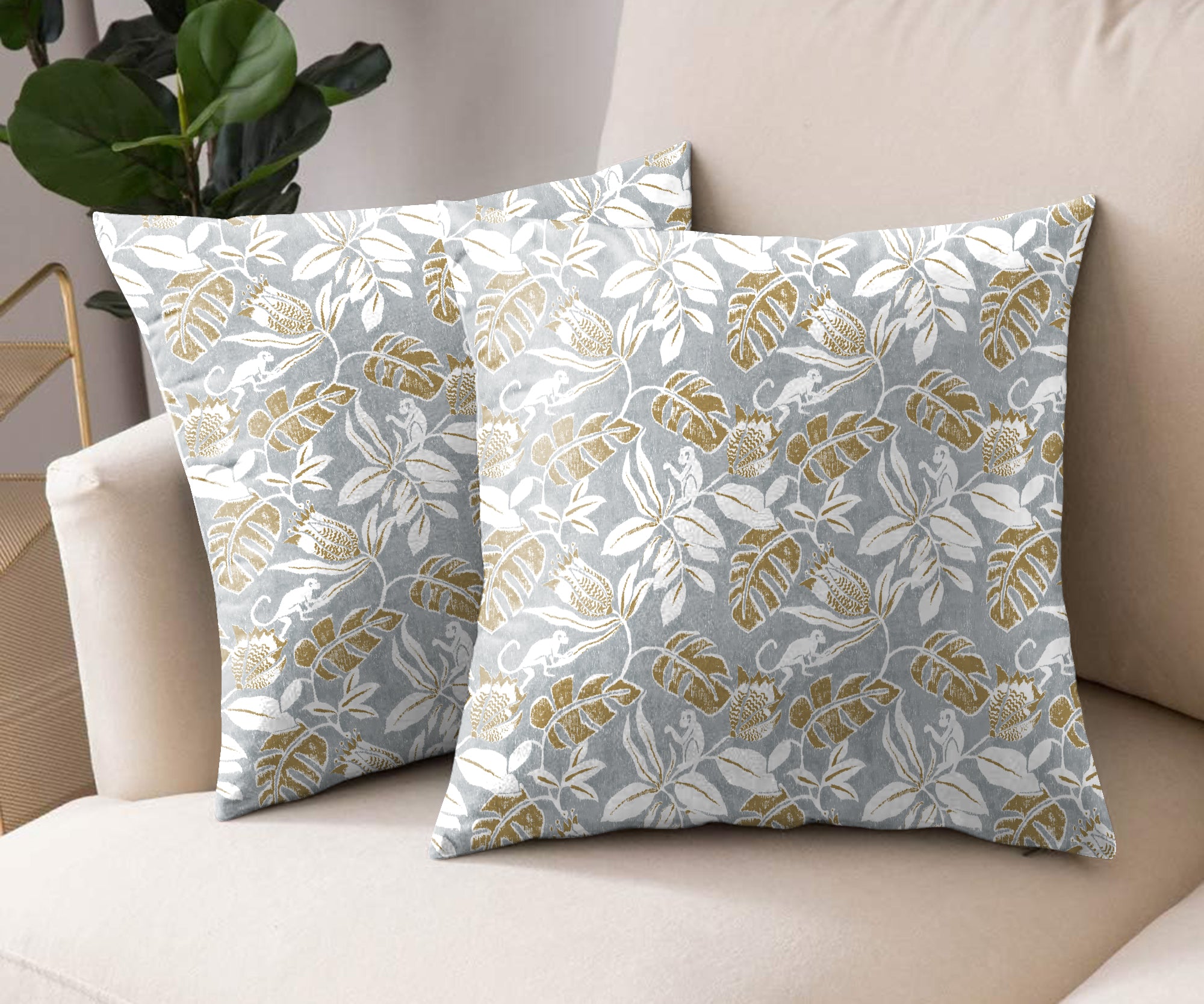 SAVANNA ALUMINIUM DIGITAL PRINTED CUSHION COVER (Pack of 2)