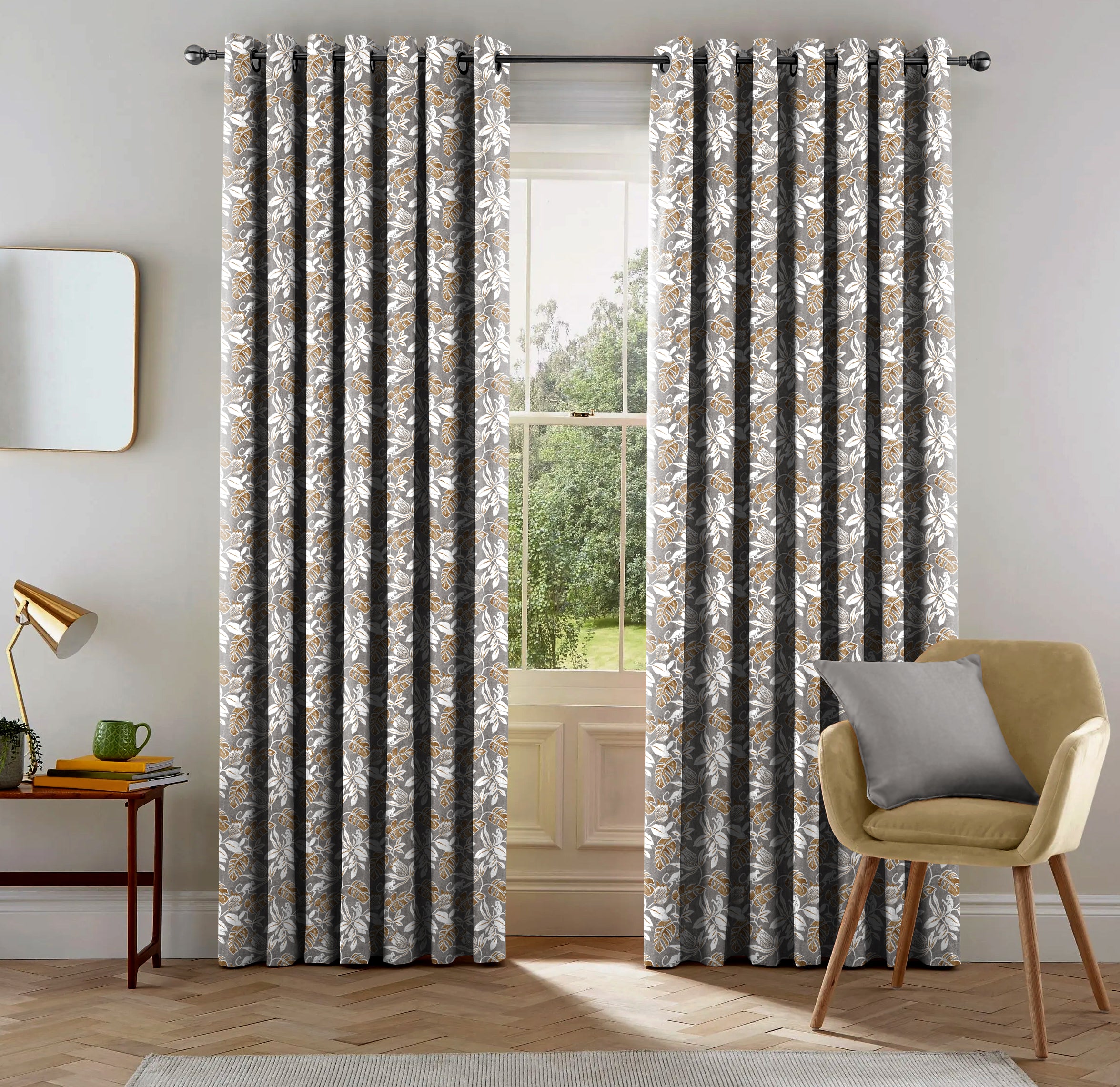 SAVANNA ANTHRACITE PRINTED BLACKOUT CURTAIN