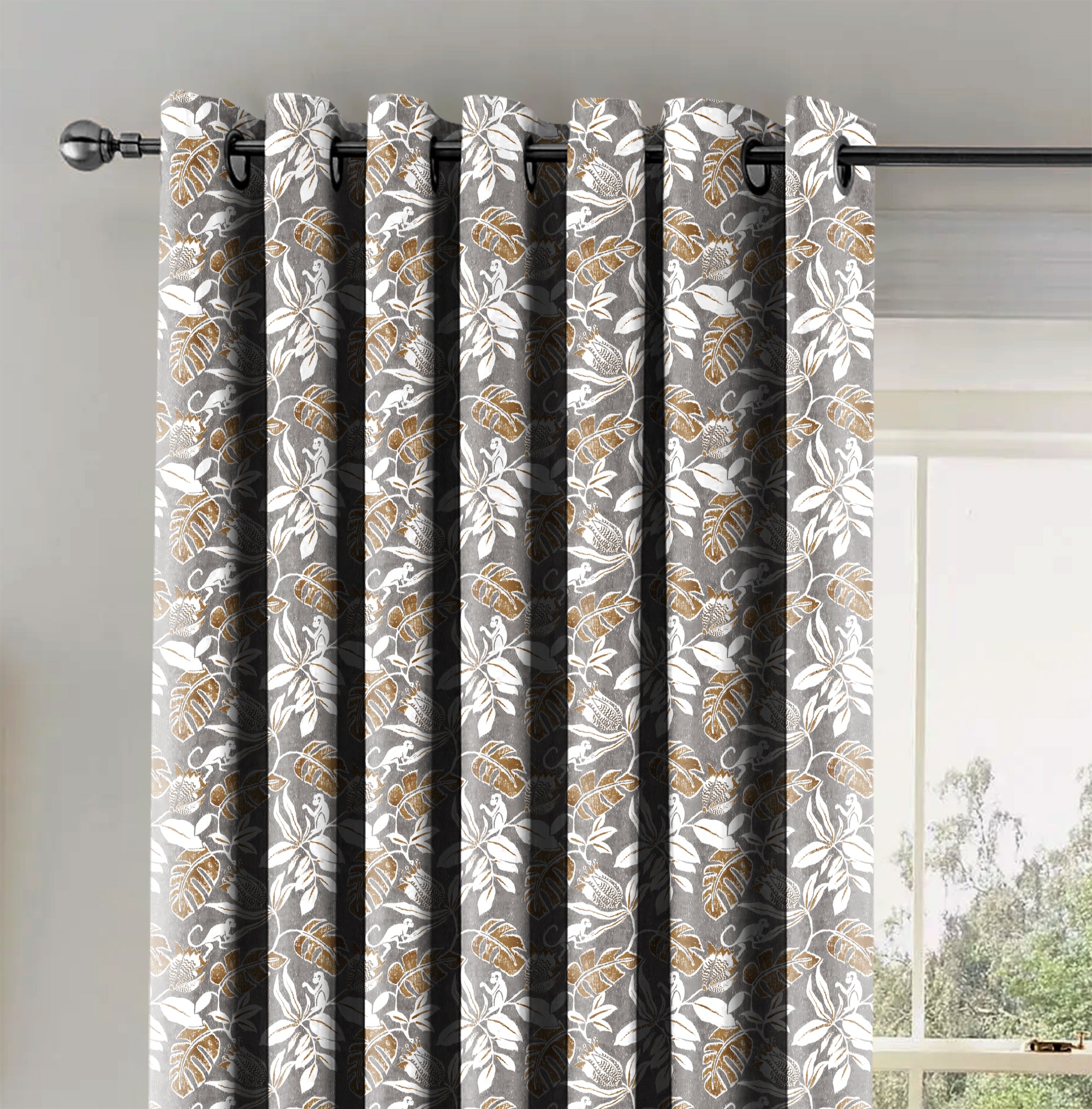 SAVANNA ANTHRACITE PRINTED BLACKOUT CURTAIN