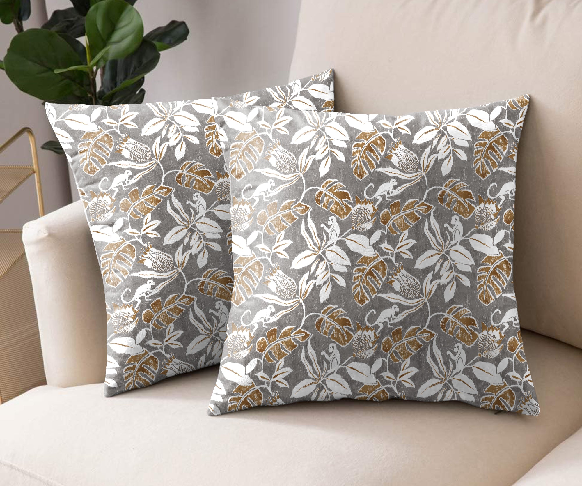 SAVANNA ANTHRACITE DIGITAL PRINTED CUSHION COVER (Pack of 2)