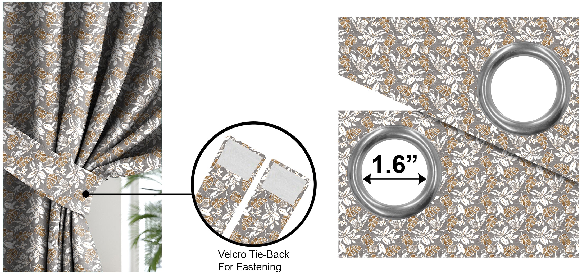 SAVANNA ANTHRACITE PRINTED BLACKOUT CURTAIN