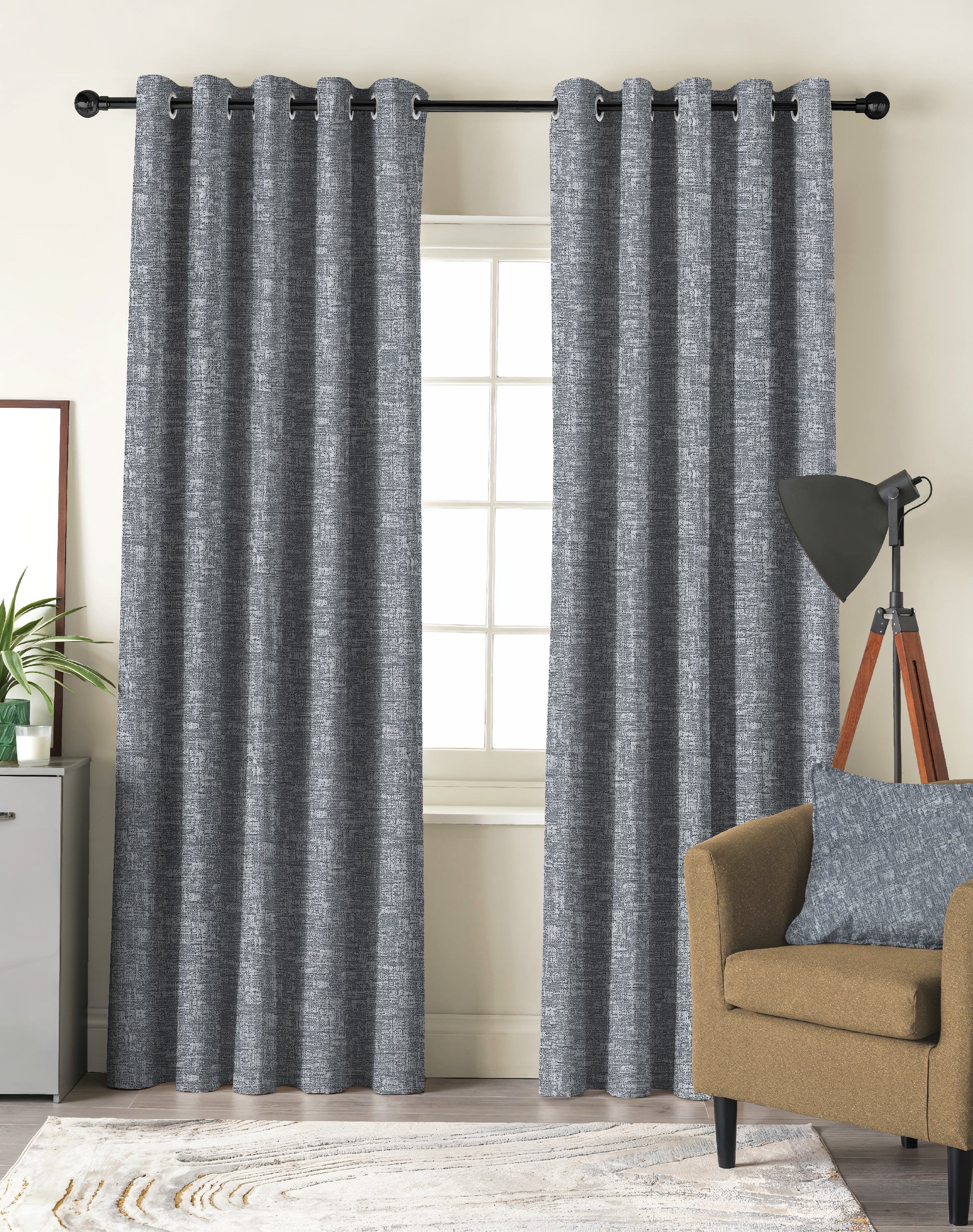 LIVA DARK GREY DIGITAL PRINTED BLACKOUT CURTAINS