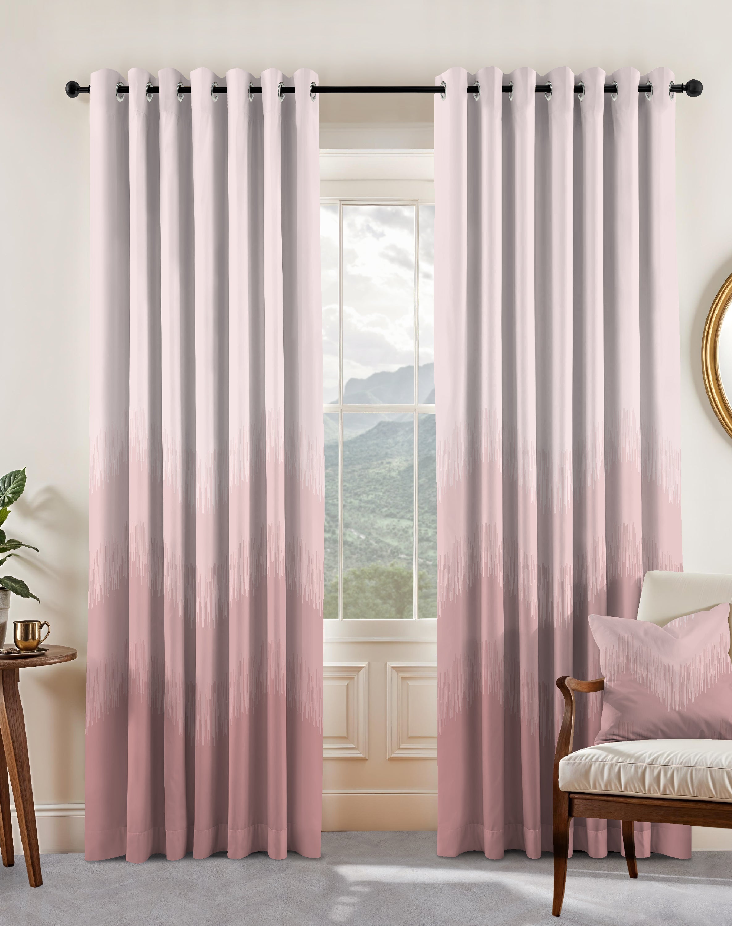 KIVO PINK DIGITAL PRINTED BLACKOUT CURTAINS