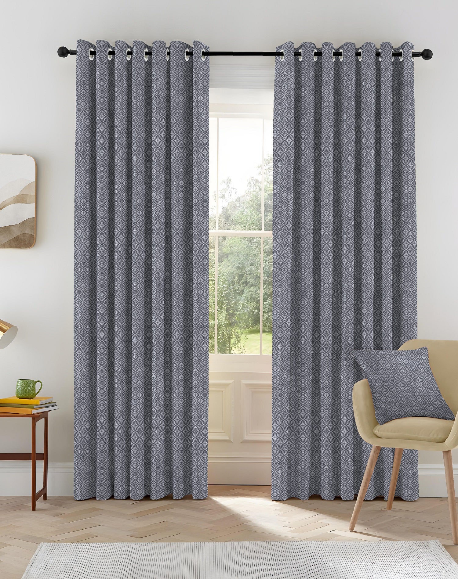 KOVO DARK GREY DIGITAL PRINTED BLACKOUT CURTAINS