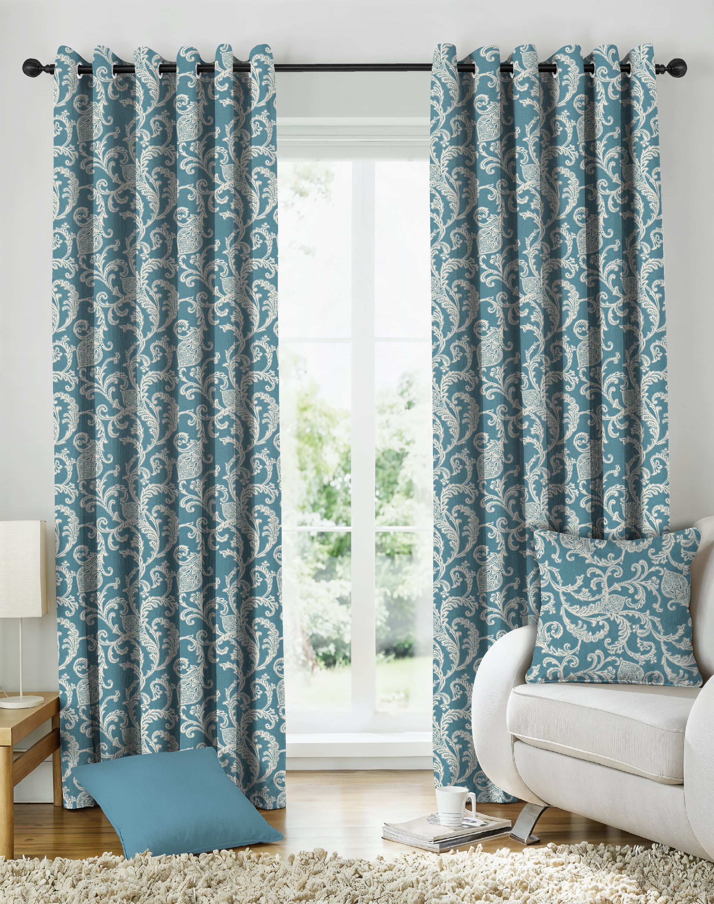 KELVIN ZIGGURAT DIGITAL PRINTED ROOM DARKENER/100% BLACKOUT CURTAINS