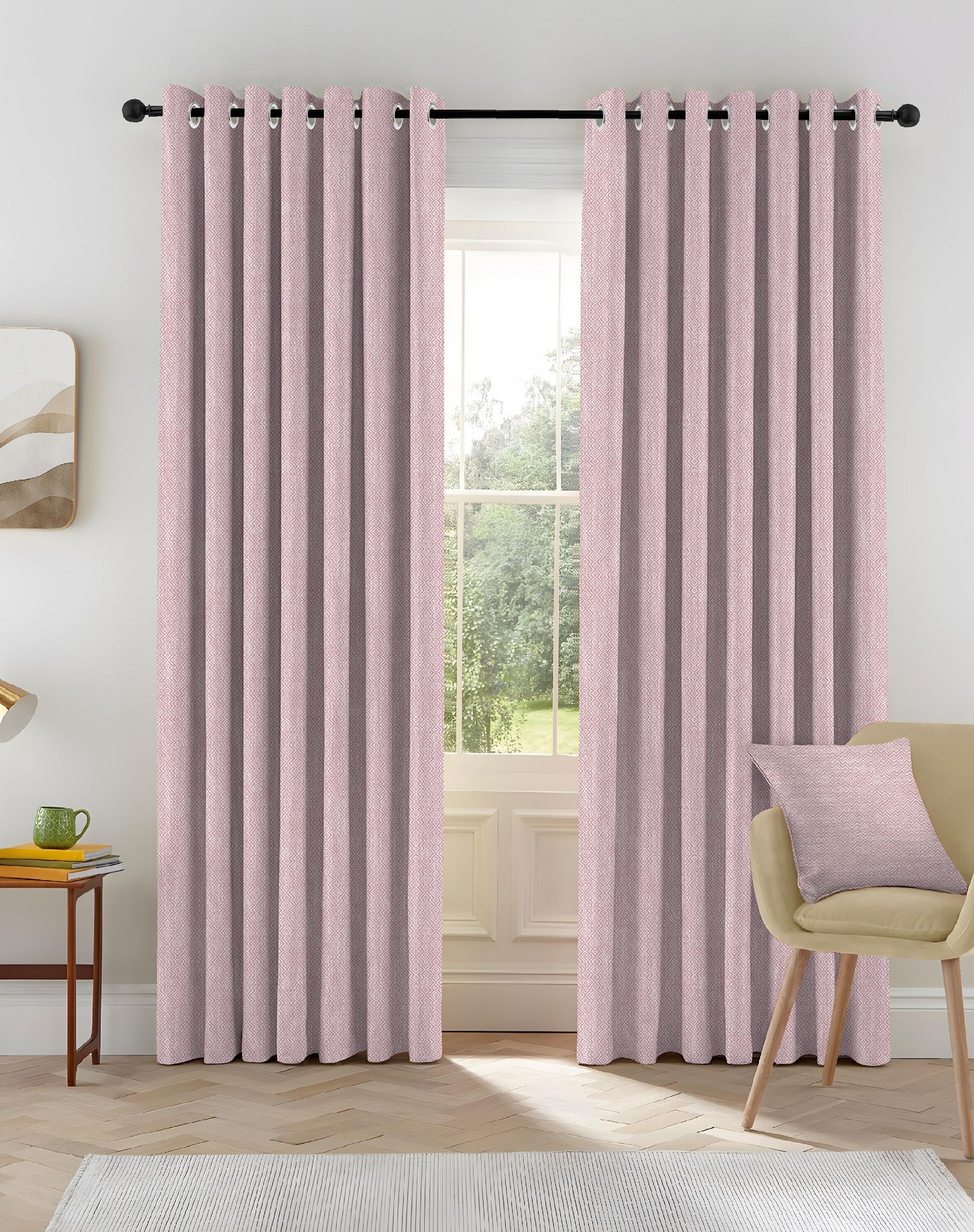KOVO MED PINK DIGITAL PRINTED BLACKOUT CURTAINS