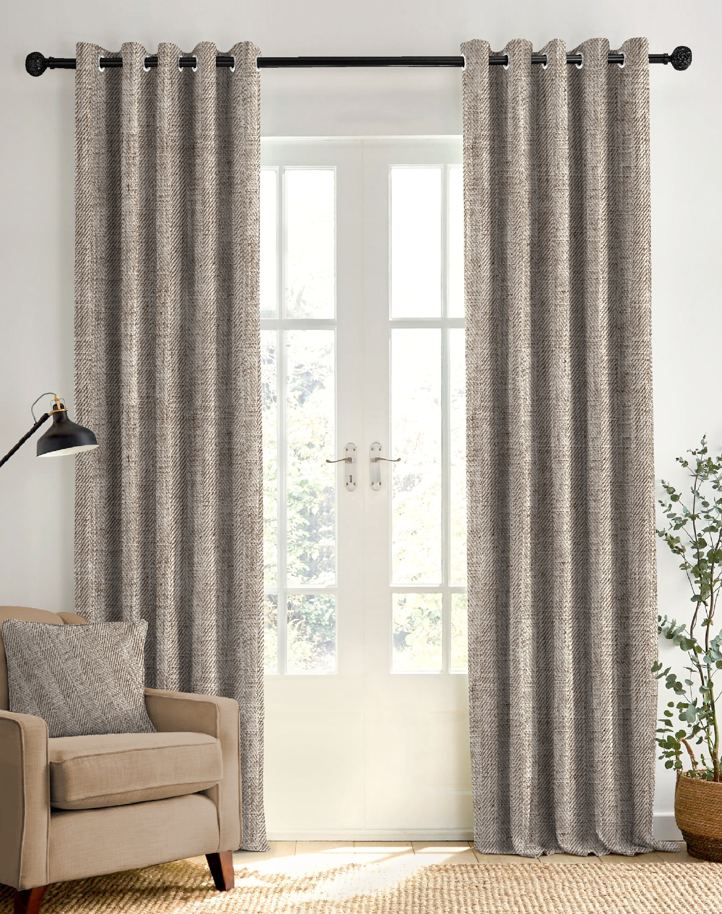 TEXTURA BROWN DIGITAL PRINTED BLACKOUT CURTAINS