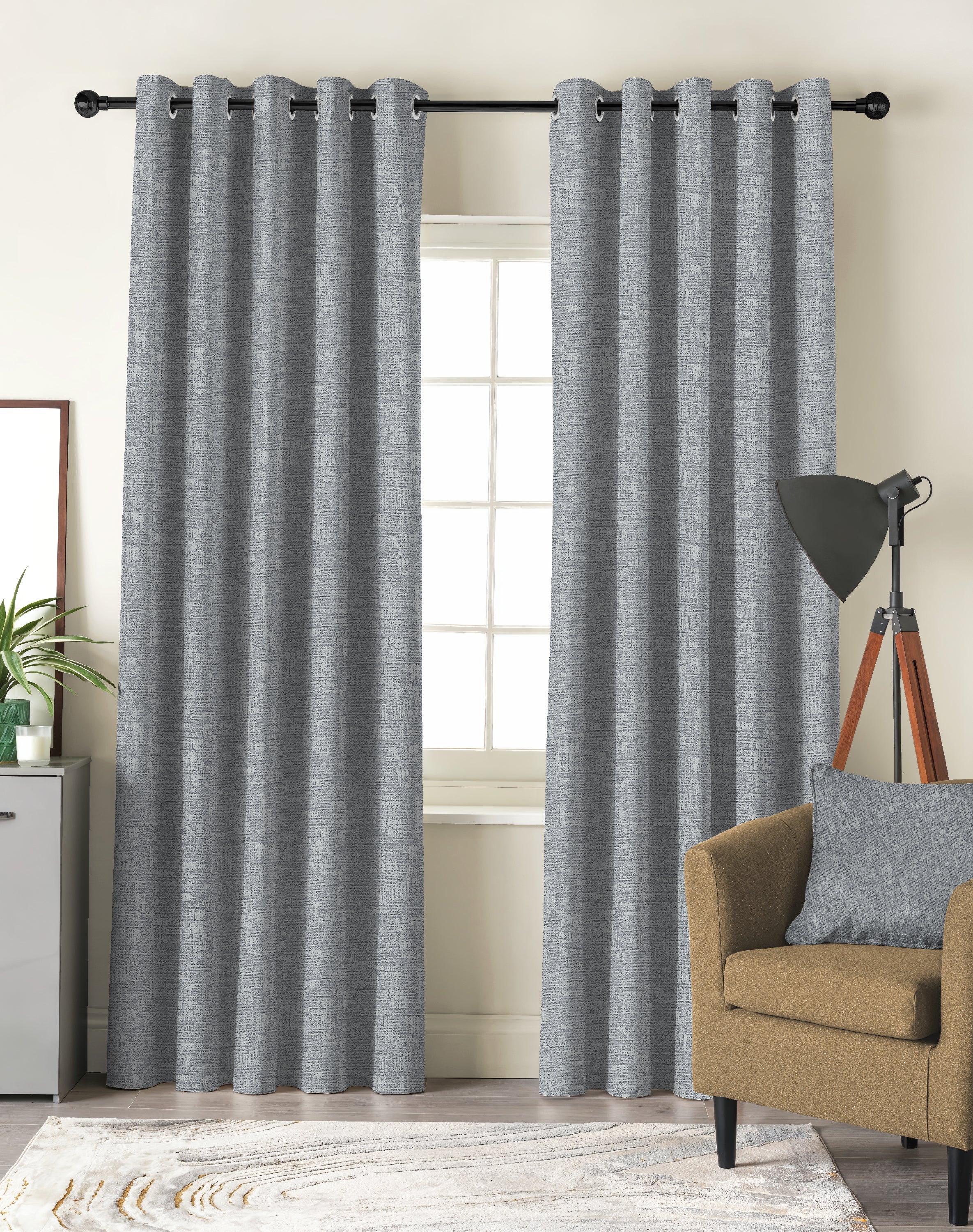 LIVA GREY DIGITAL PRINTED BLACKOUT CURTAINS