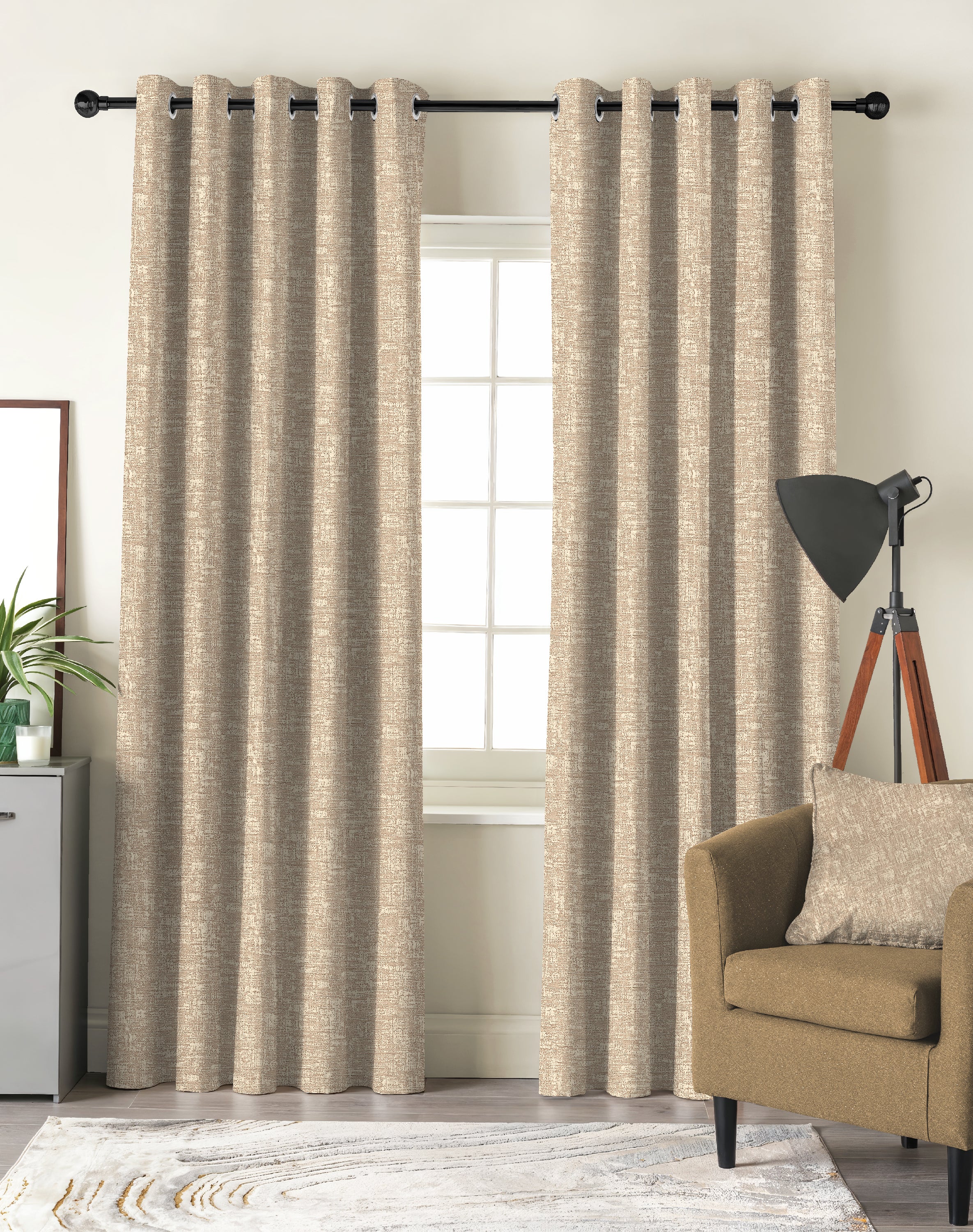 LIVA LIGHT BROWN DIGITAL PRINTED BLACKOUT CURTAINS
