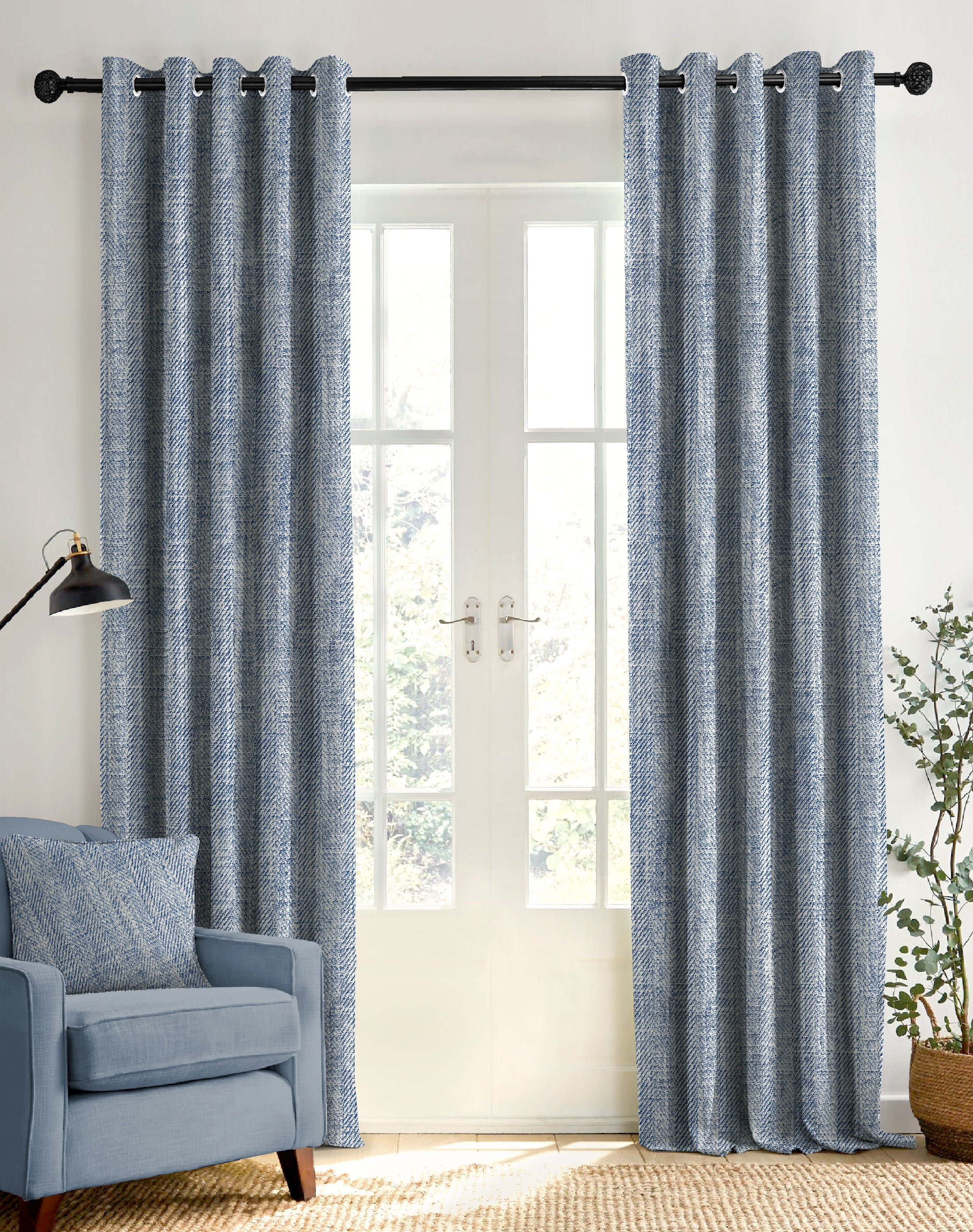 TEXTURA BLUE DIGITAL PRINTED BLACKOUT CURTAINS