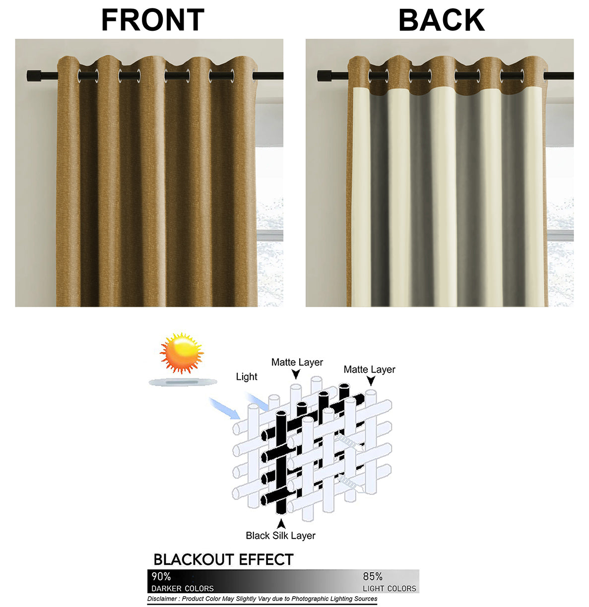 SUNBLOCK TEXTURE LASA D-MUSTERED PRINTED BLACKOUT CURTAINS