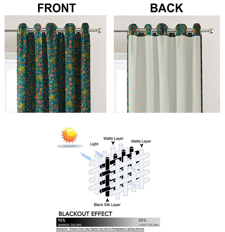 VAROSKI KASHMIRI TEAL PRINTED BLACKOUT CURTAIN