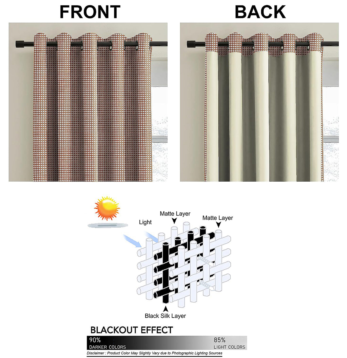 HOUNDSTOOTH ORANGE PRINTED BLACKOUT CURTAIN