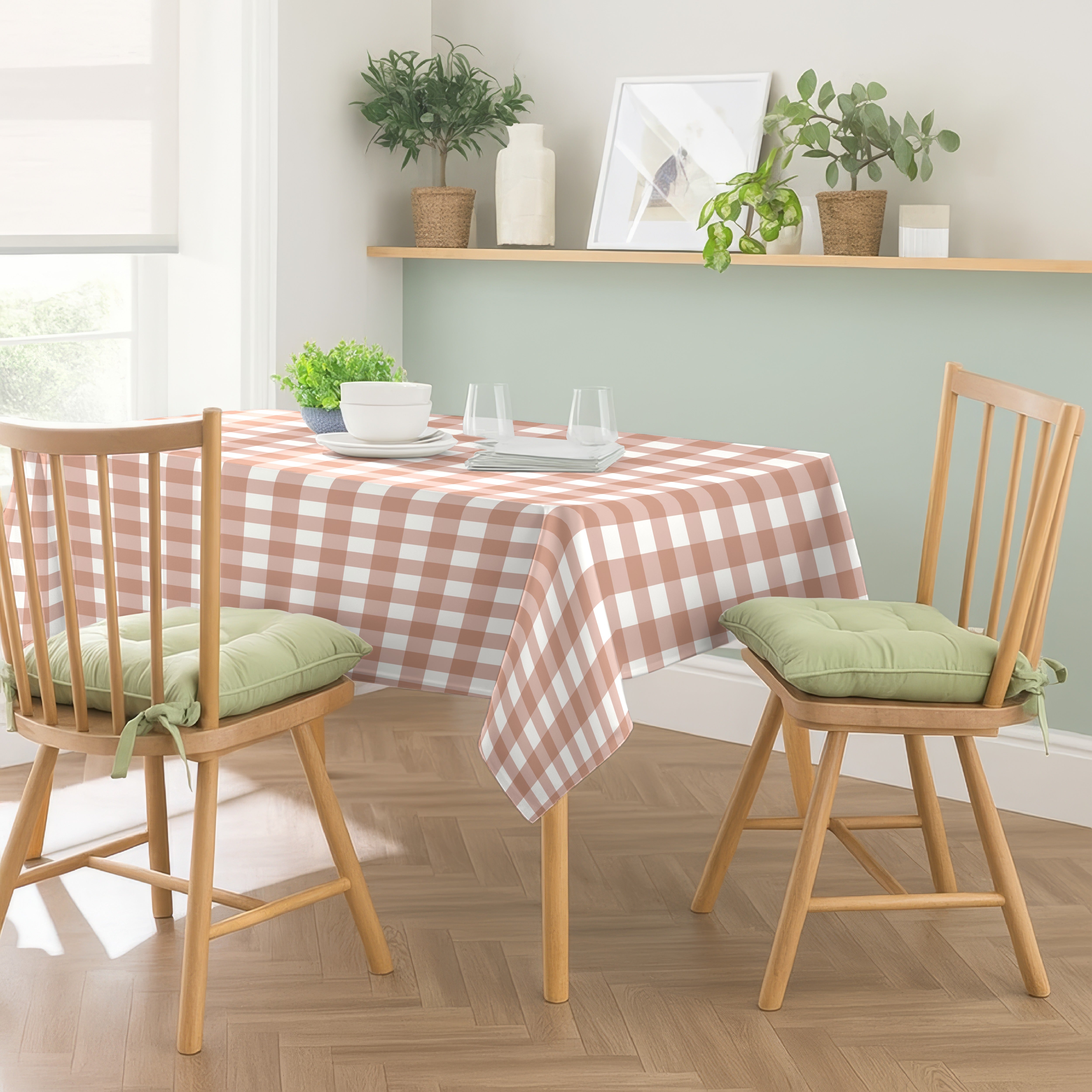 SPRING GALLERY BIG CHECK REDDISH ORANGE TABLE CLOTH