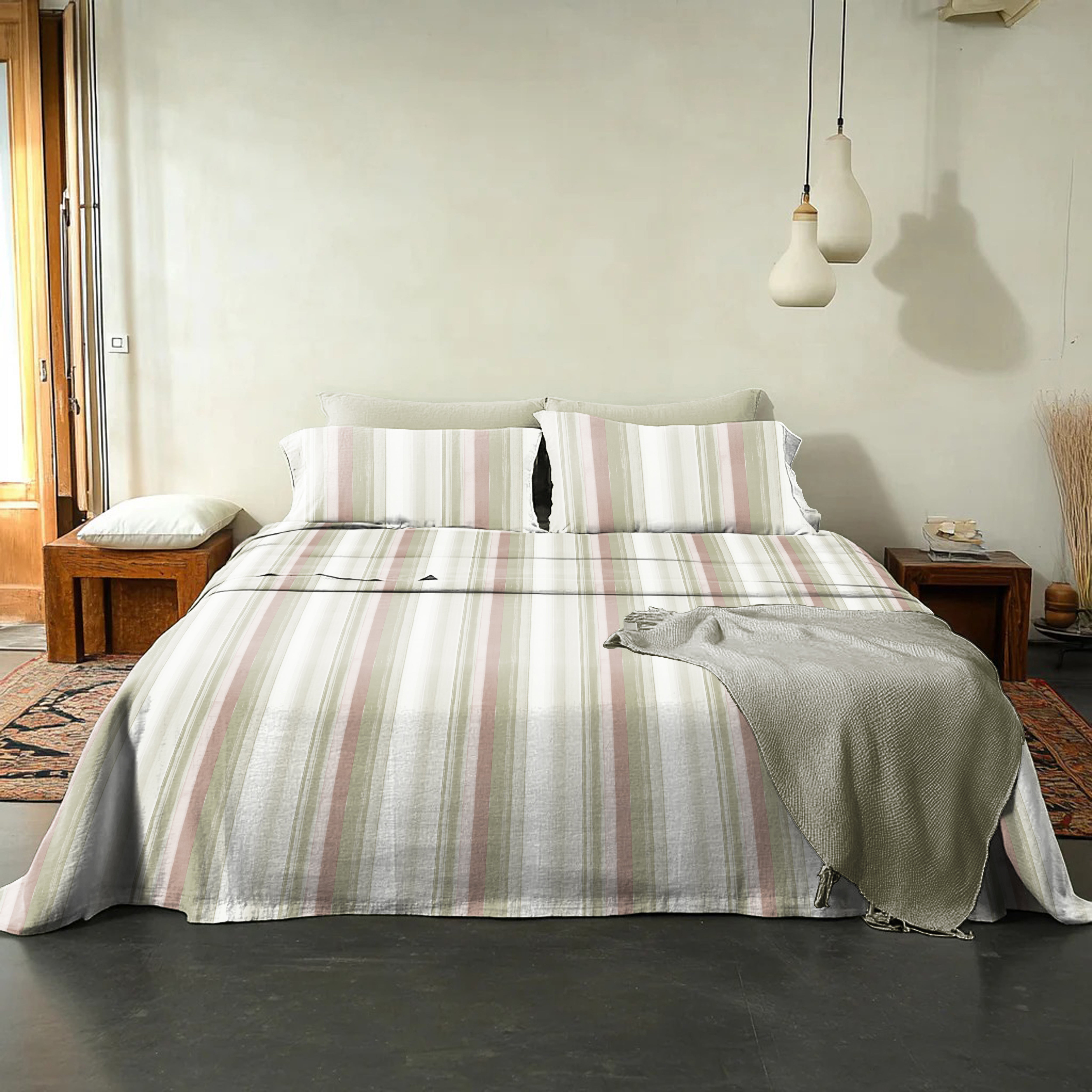 ALVIN LIGHTGREEN COTTON BEDSHEET WITH PILLOWCOVER