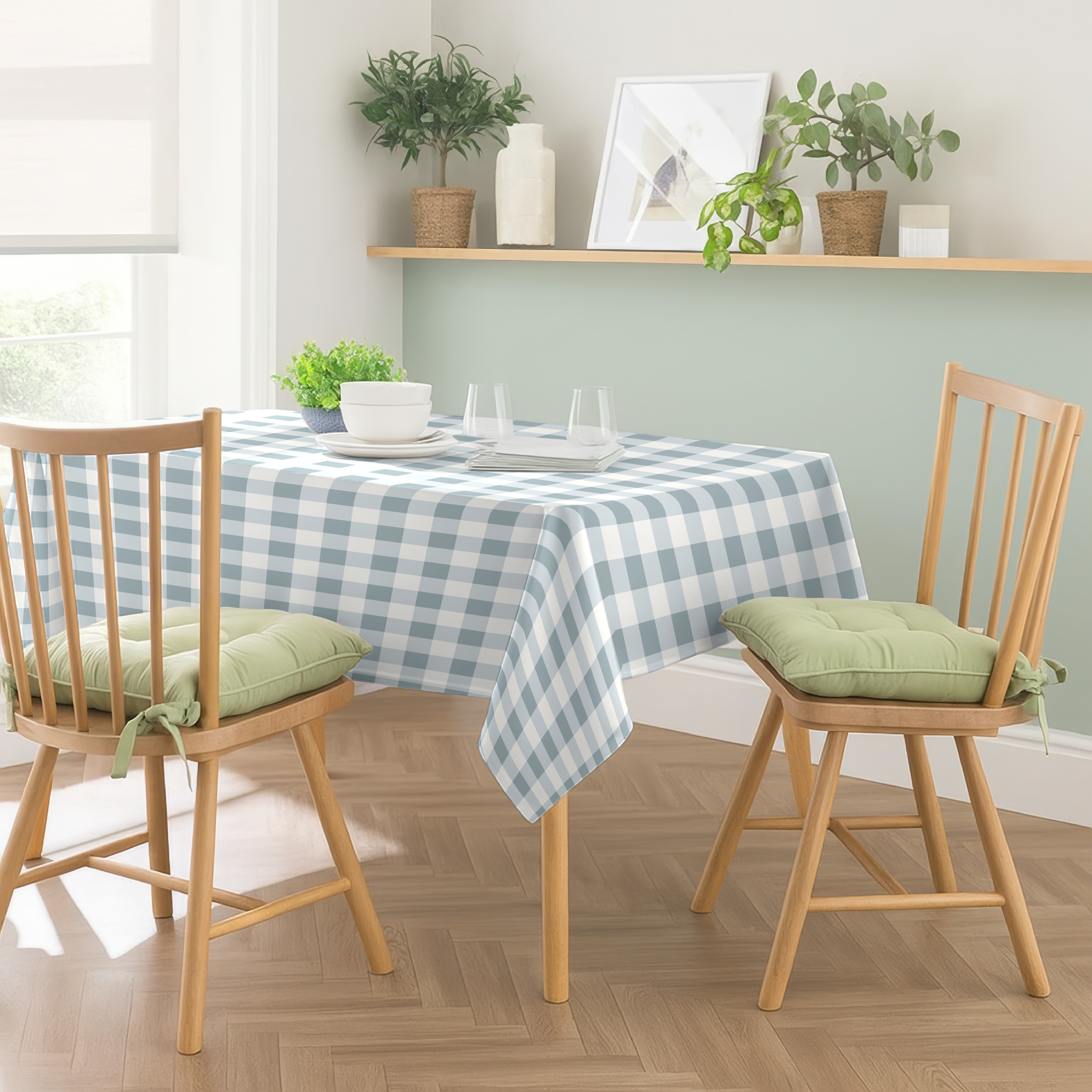 SPRING GALLERY BIG CHECK COOL GREY TABLE CLOTH