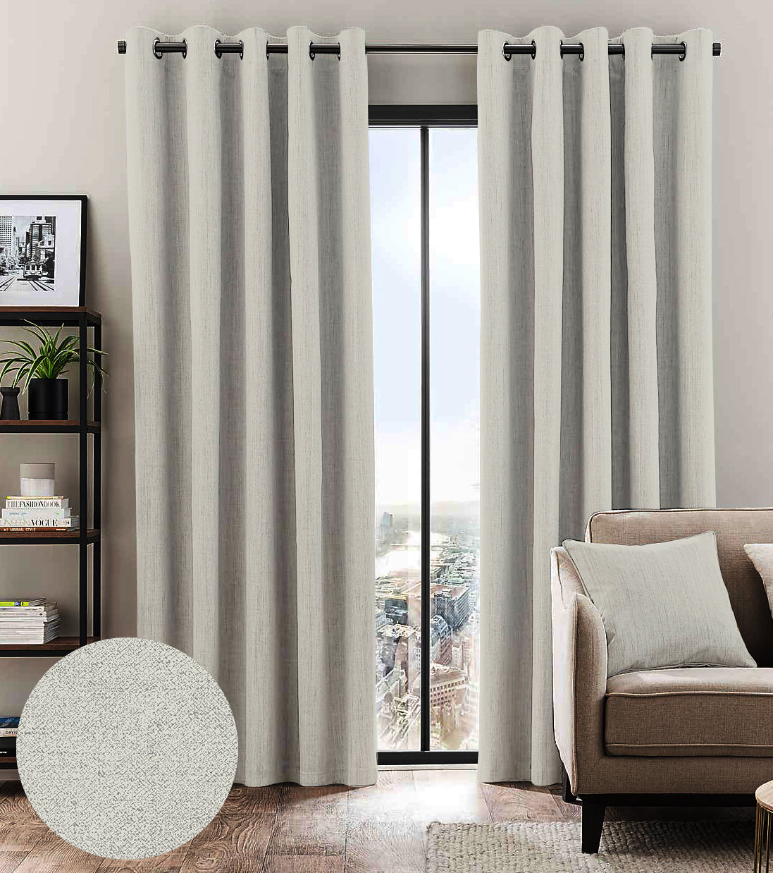 BROOKE GREY PRINTED BLACKOUT CURTAINS