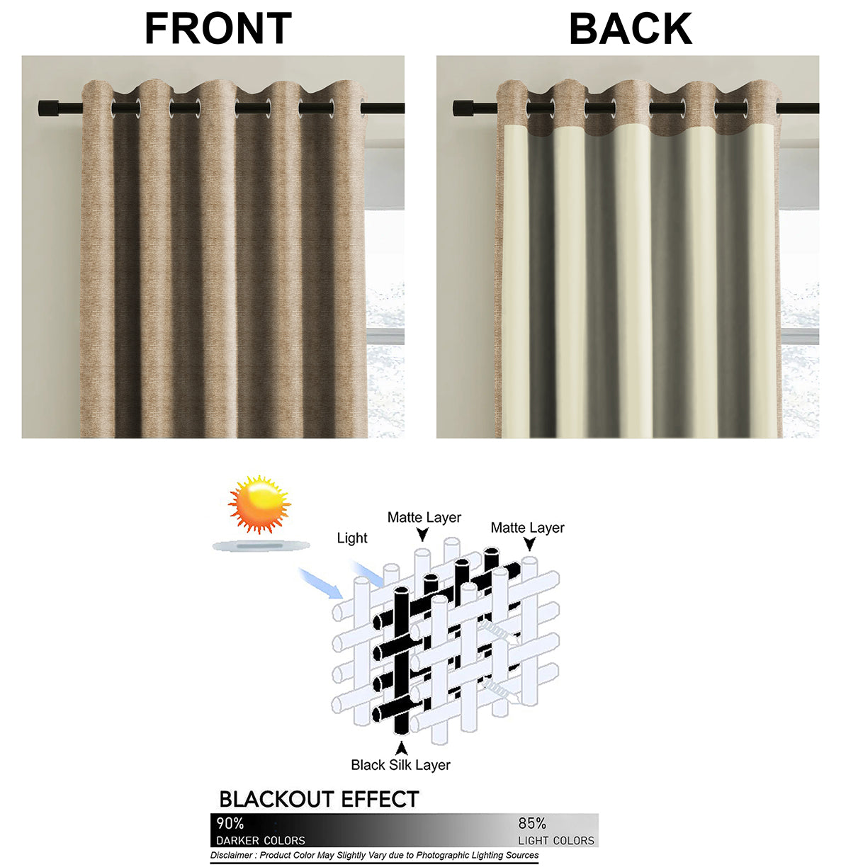 SUNBLOCK SLUBBY CHIKU PRINTED BLACKOUT CURTAIN