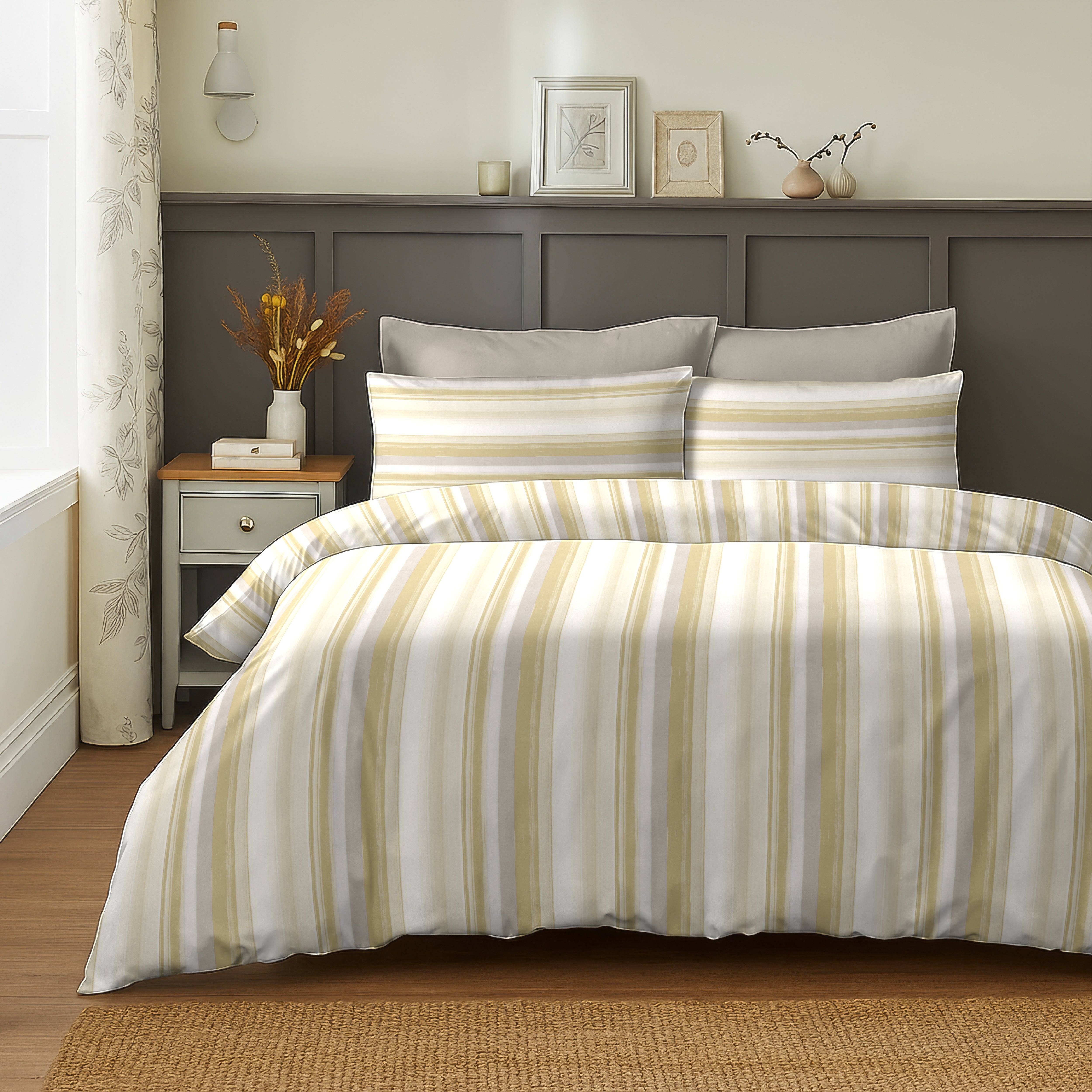 ALVIN STRIPES LAVENDER BEDSHEET WITH PILLOWCOVER