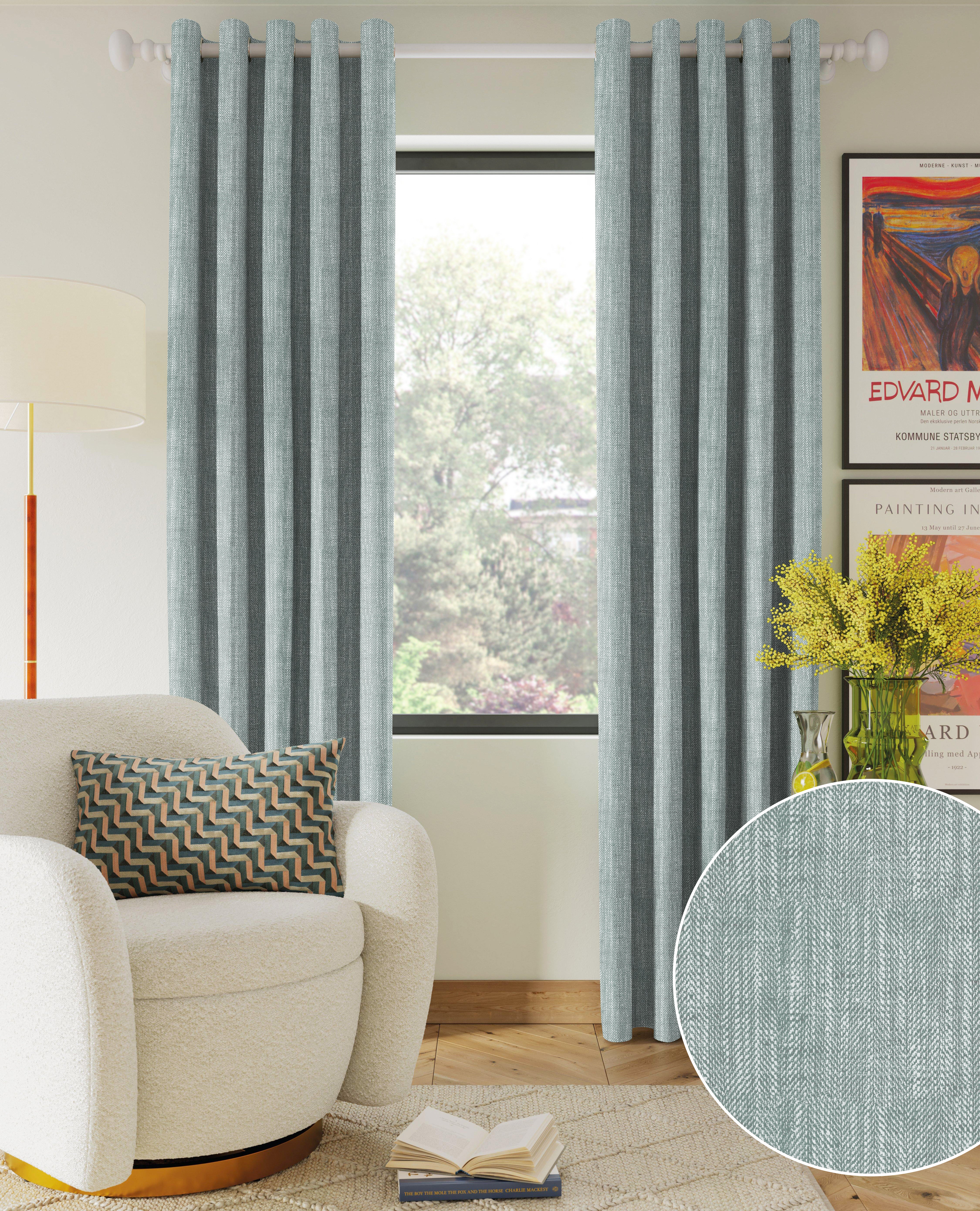 BELGRAVIA SEAGREEN PRINTED BLACKOUT CURTAIN