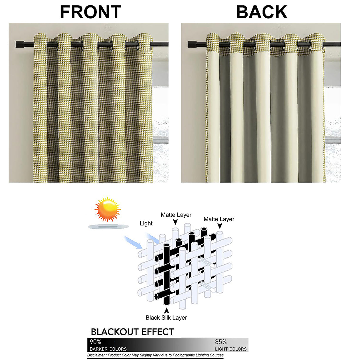 HOUNDSTOOTH YELLOW PRINTED BLACKOUT CURTAINS