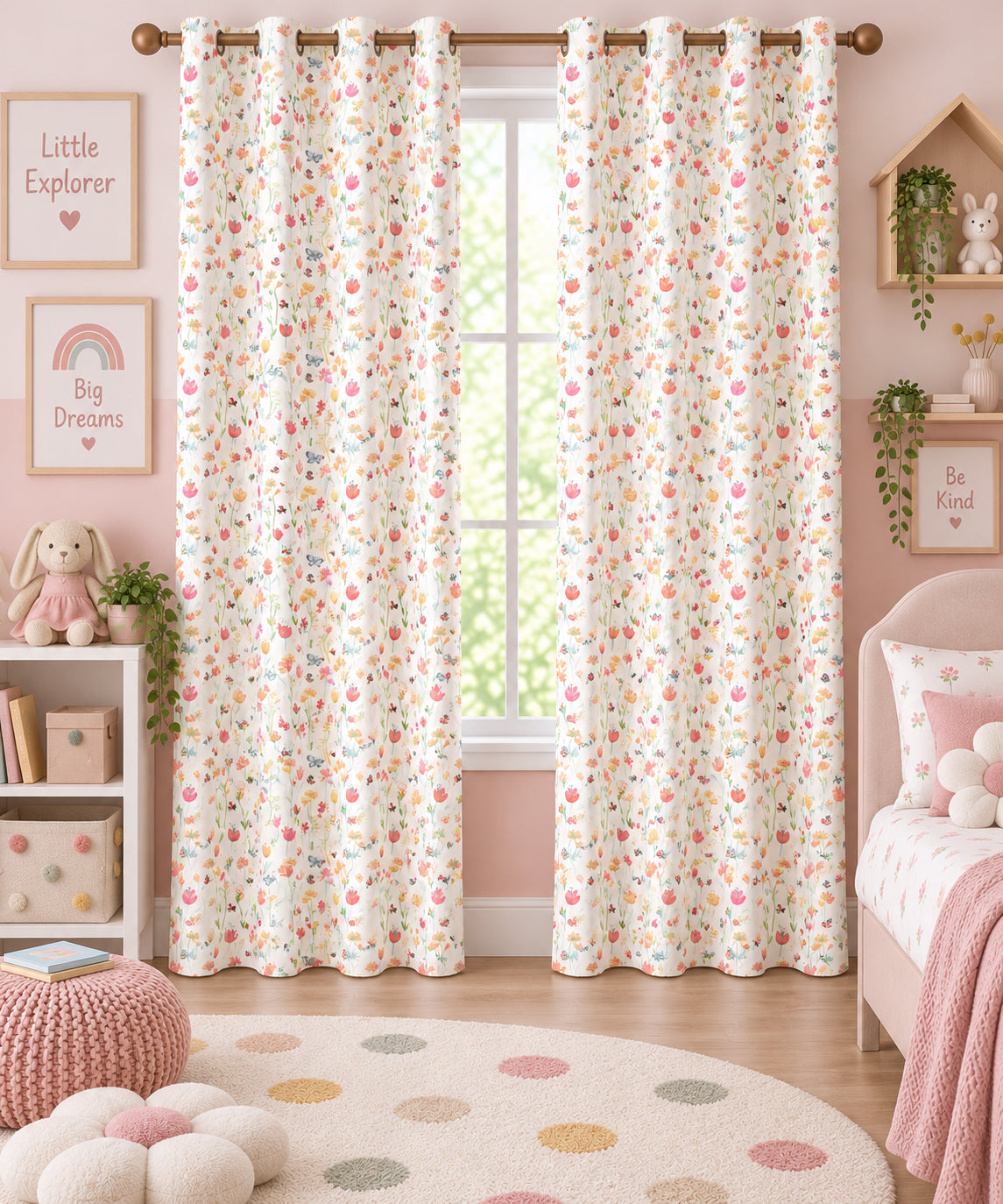 Multi Flowers Printed Curtain