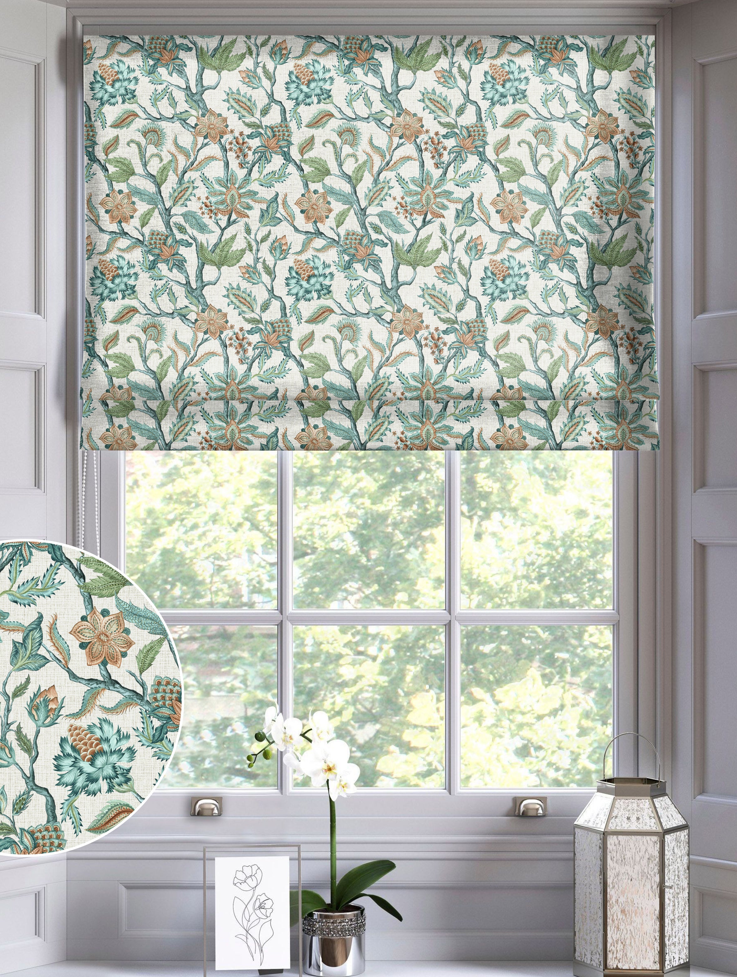 BALMORAL GREEN READY MADE ROMAN BLIND