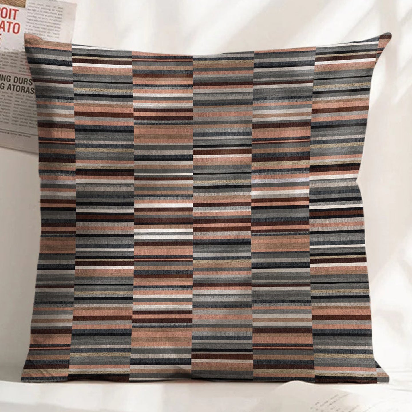ILLUSION DASH DIGITAL PRINTED CUSHION COVER TERRACOTTA/COFFEE (Pack of 2)