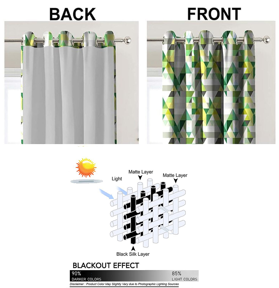 RUGA GREEN CURTAIN BLACKOUT PRINTED