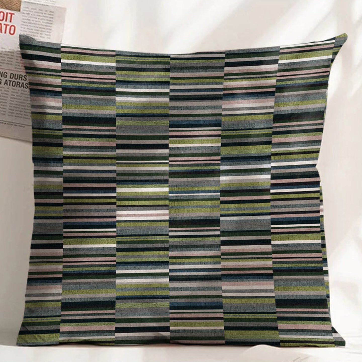 ILLUSION DASH DIGITAL PRINTED CUSHION COVER OLIVE/GREEN (Pack of 2)