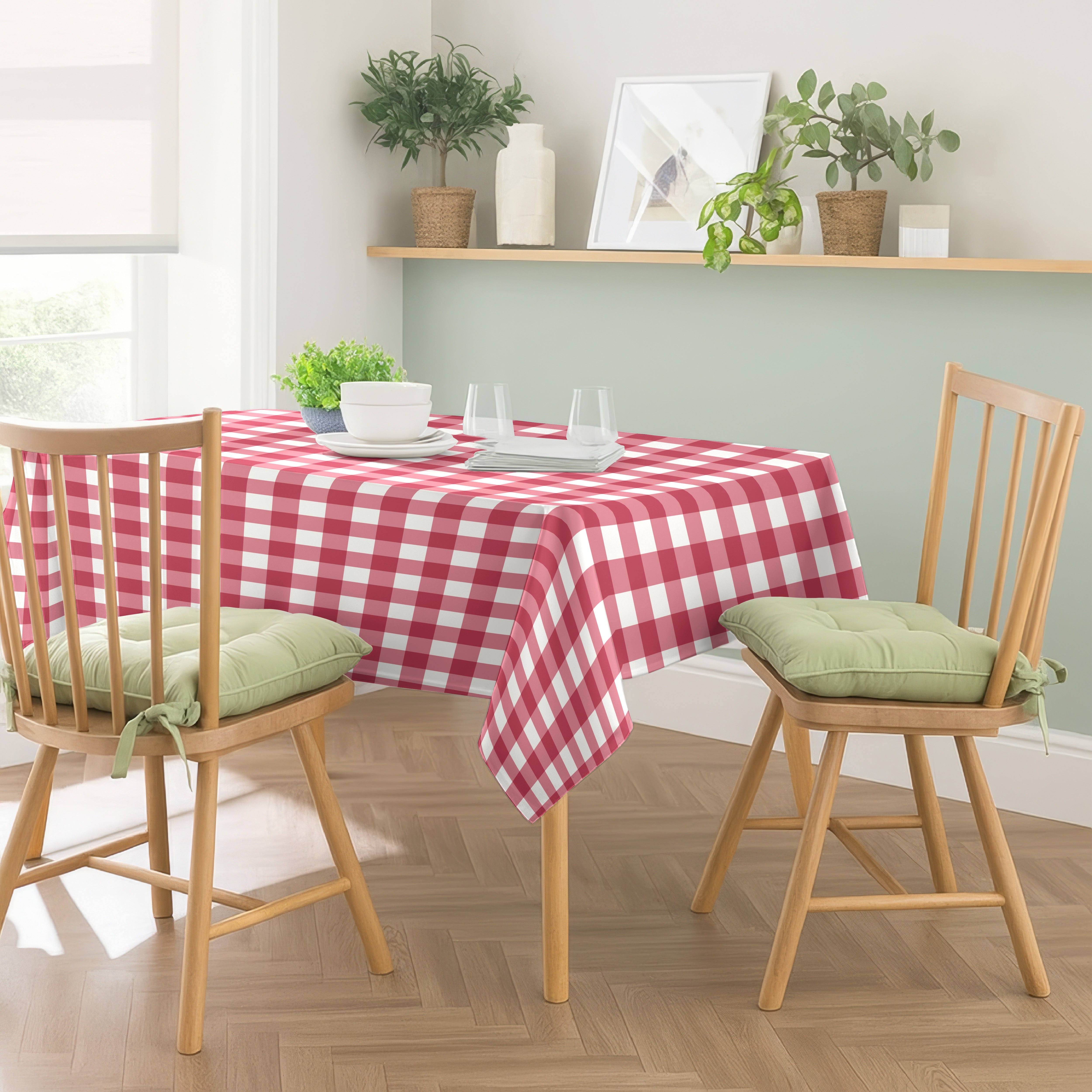 SPRING GALLERY BIG CHECK DUSTY RED TABLE CLOTH