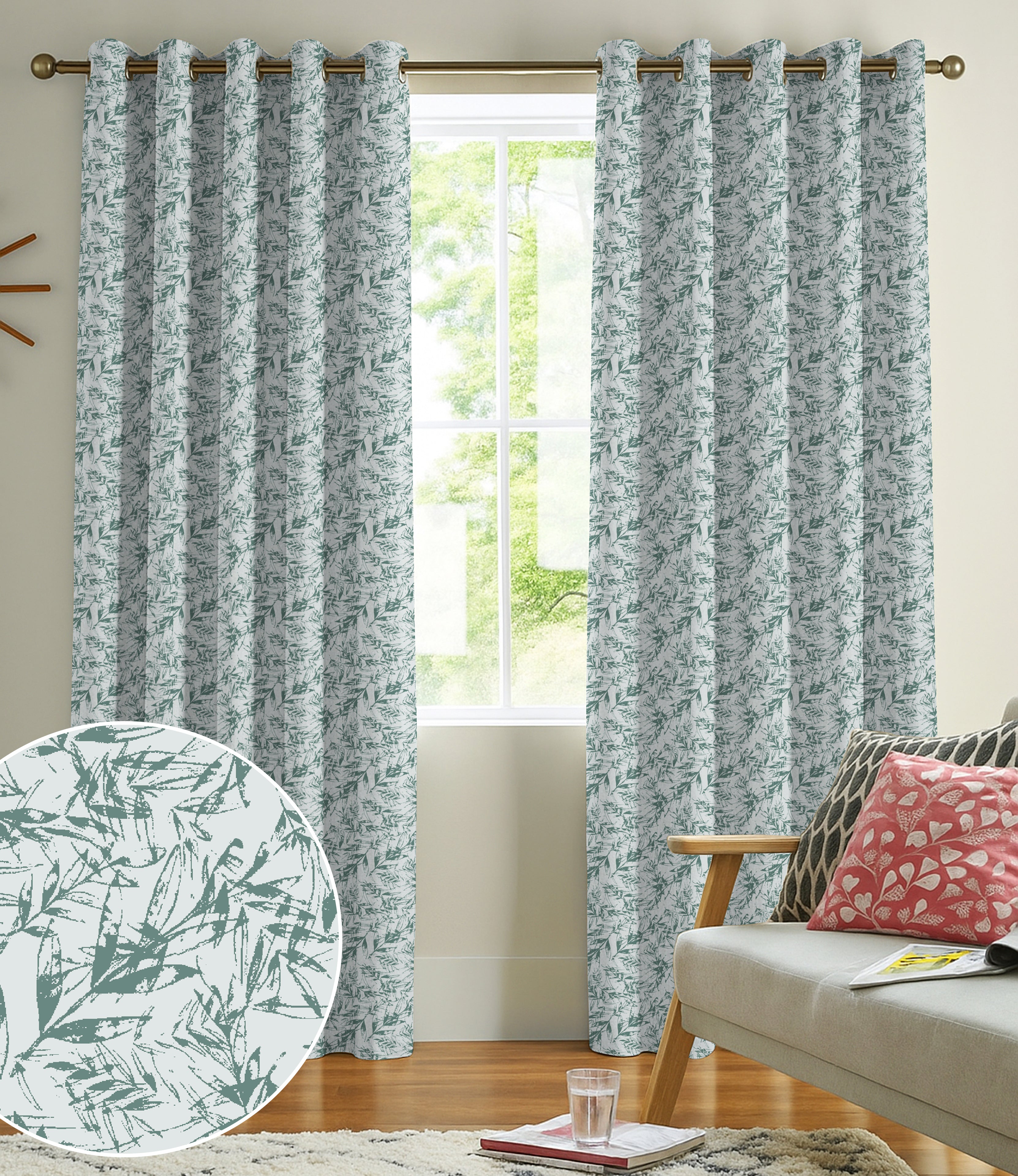 KENTON SEAGREEN PRINTED BLACKOUT CURTAIN