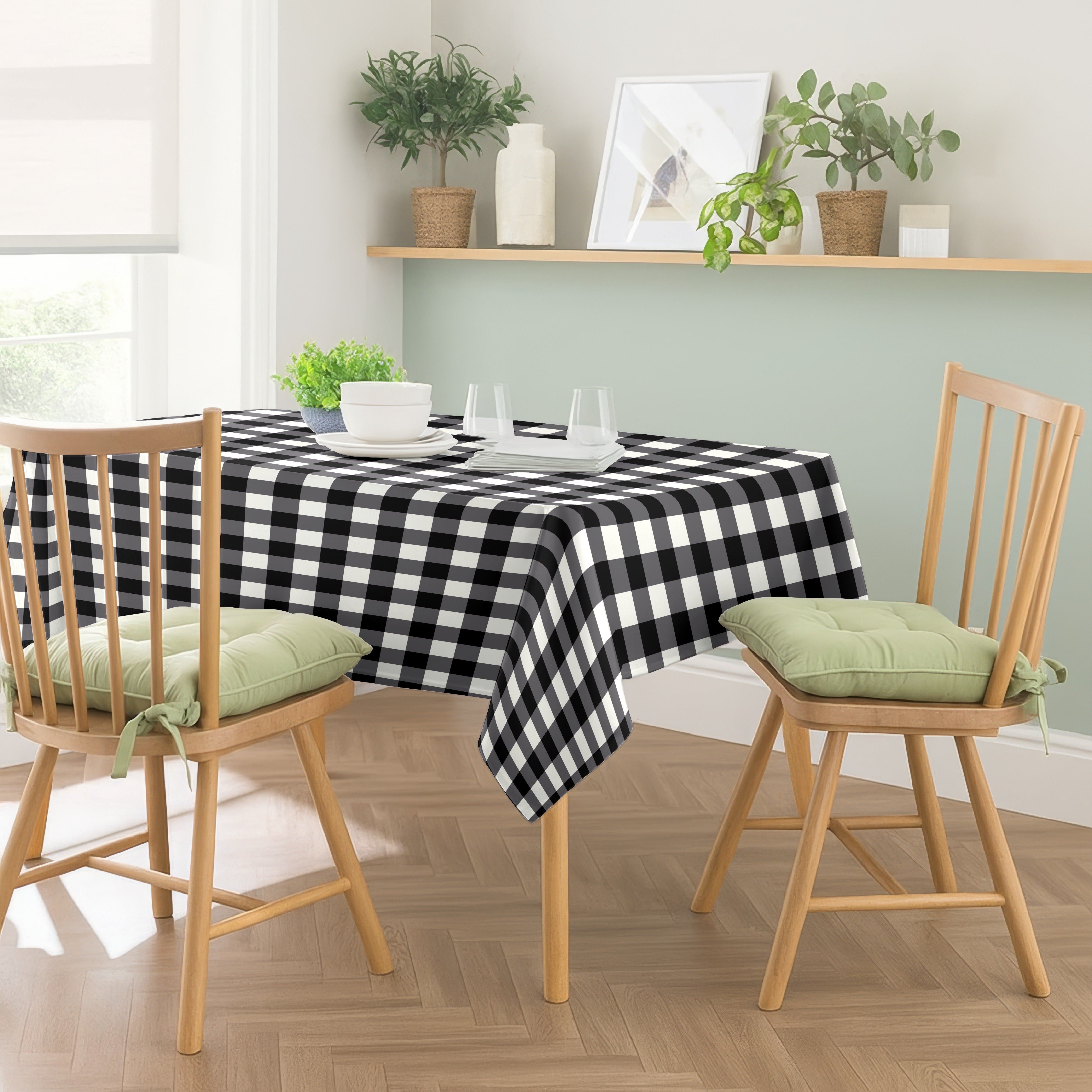 SPRING GALLERY BIG CHECK BLACK TABLE CLOTH
