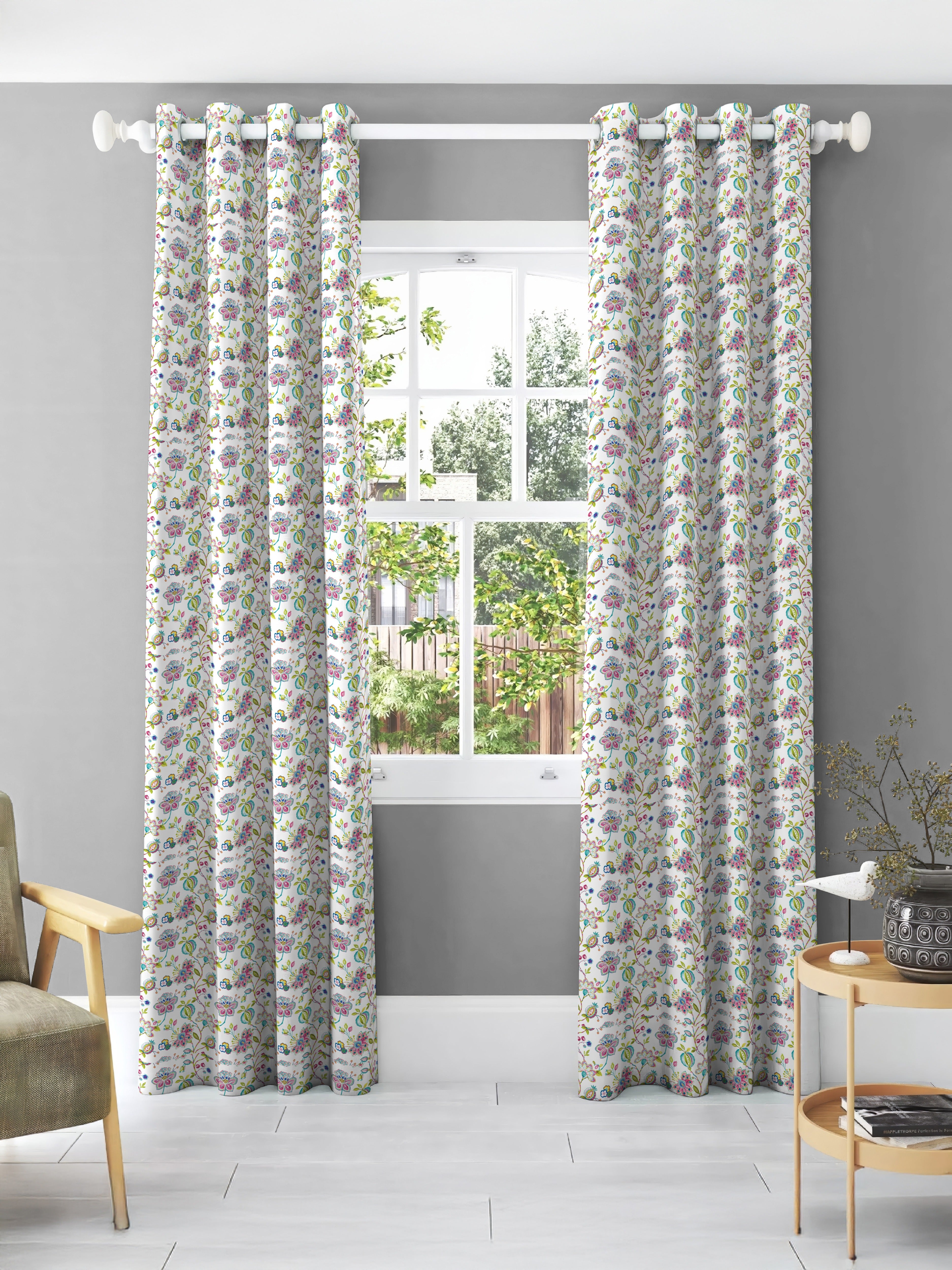 TESSERE MATTY PINK PRINTED ROOM DARKENER/100% BLACKOUT CURTAIN